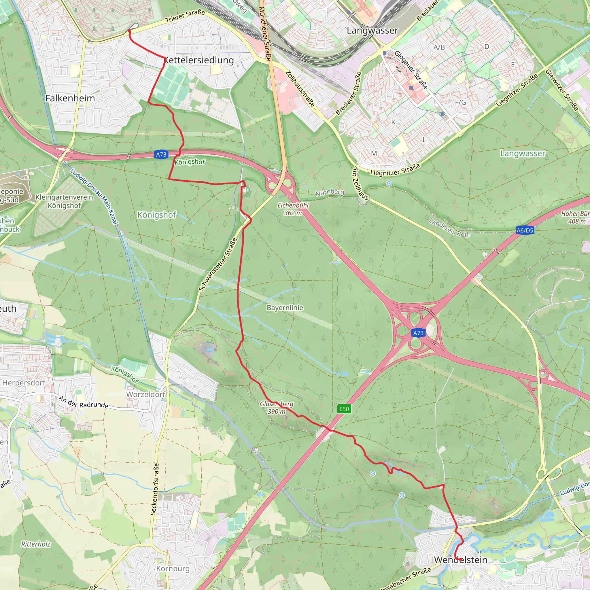 Falkenheim to Wendelstein Walk mobile static map