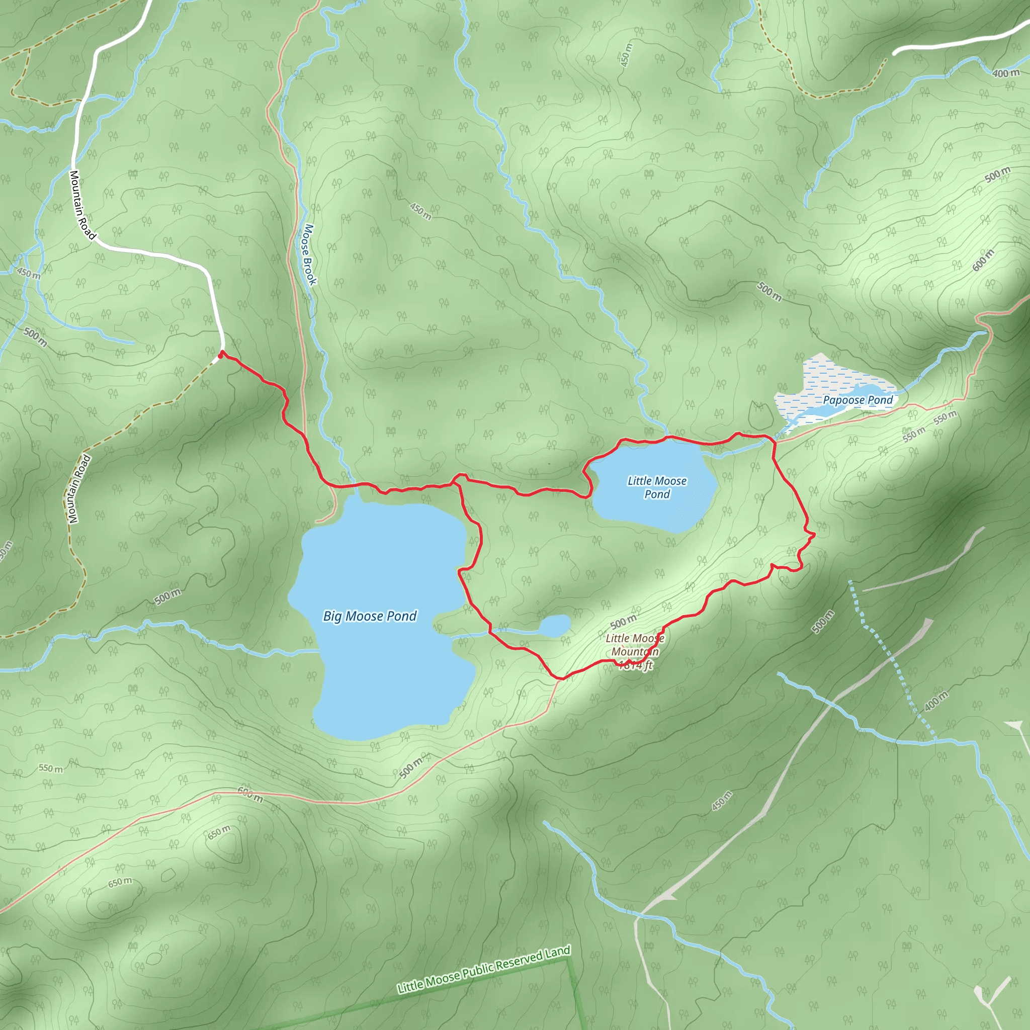 Little Moose Pond Loop via Big Moose Pond mobile static map