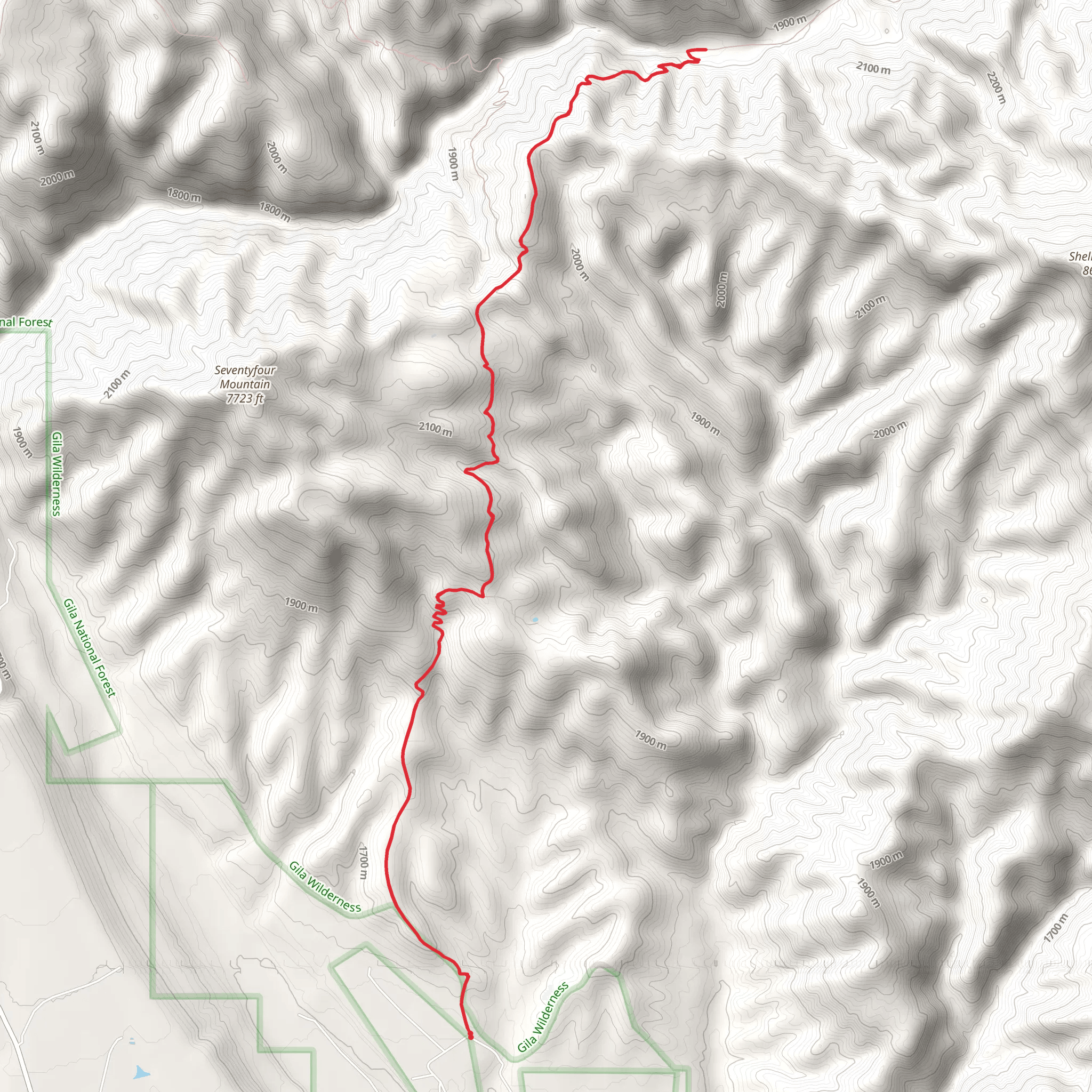 Mogollon Creek Trail Out and Back mobile static map