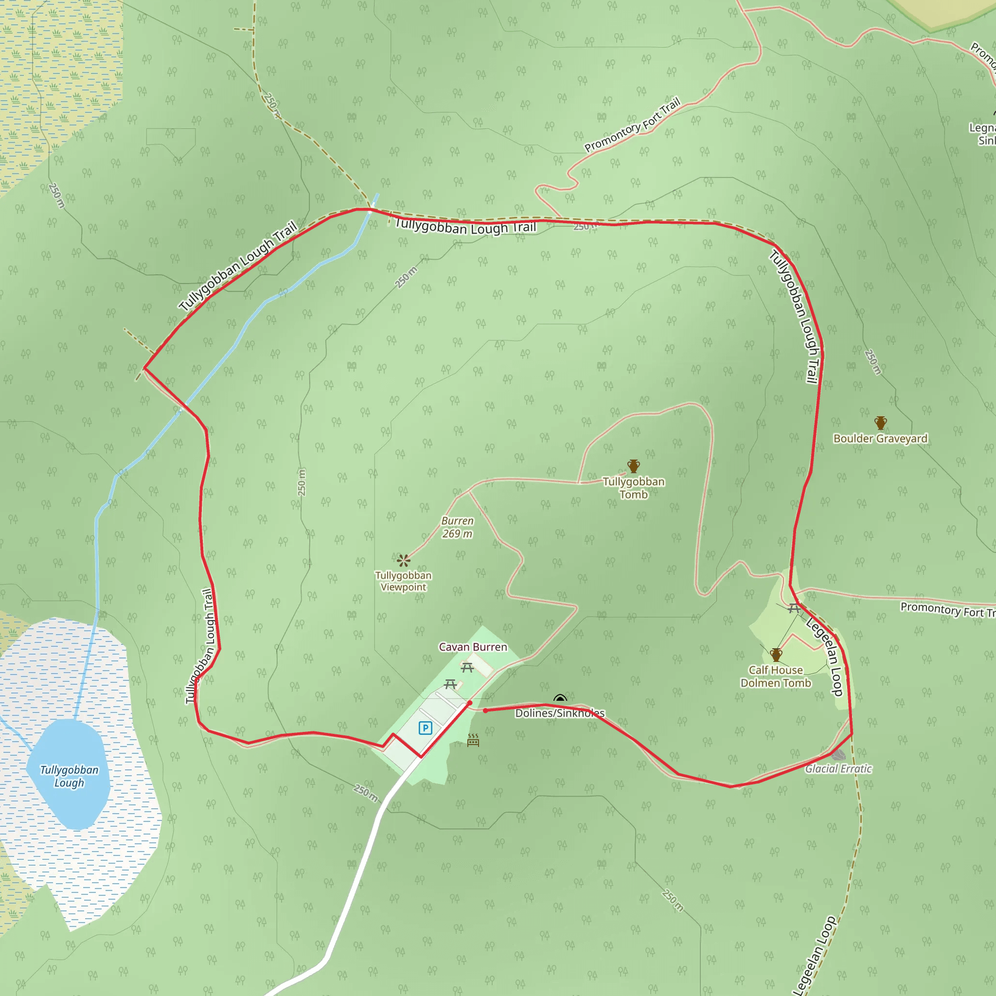 Cavan Burren Park - Tullygobban Lough Trail mobile static map