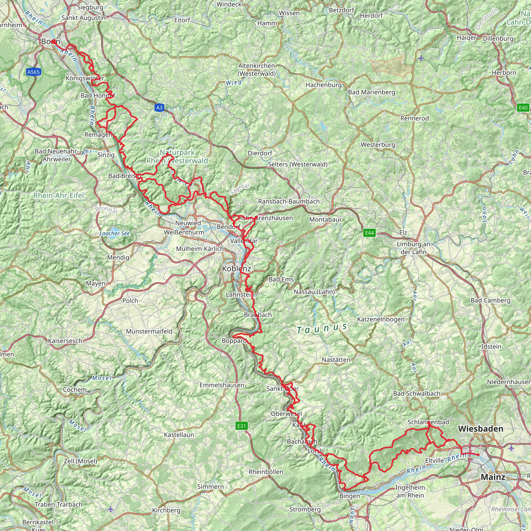 Rheinsteig mobile static map