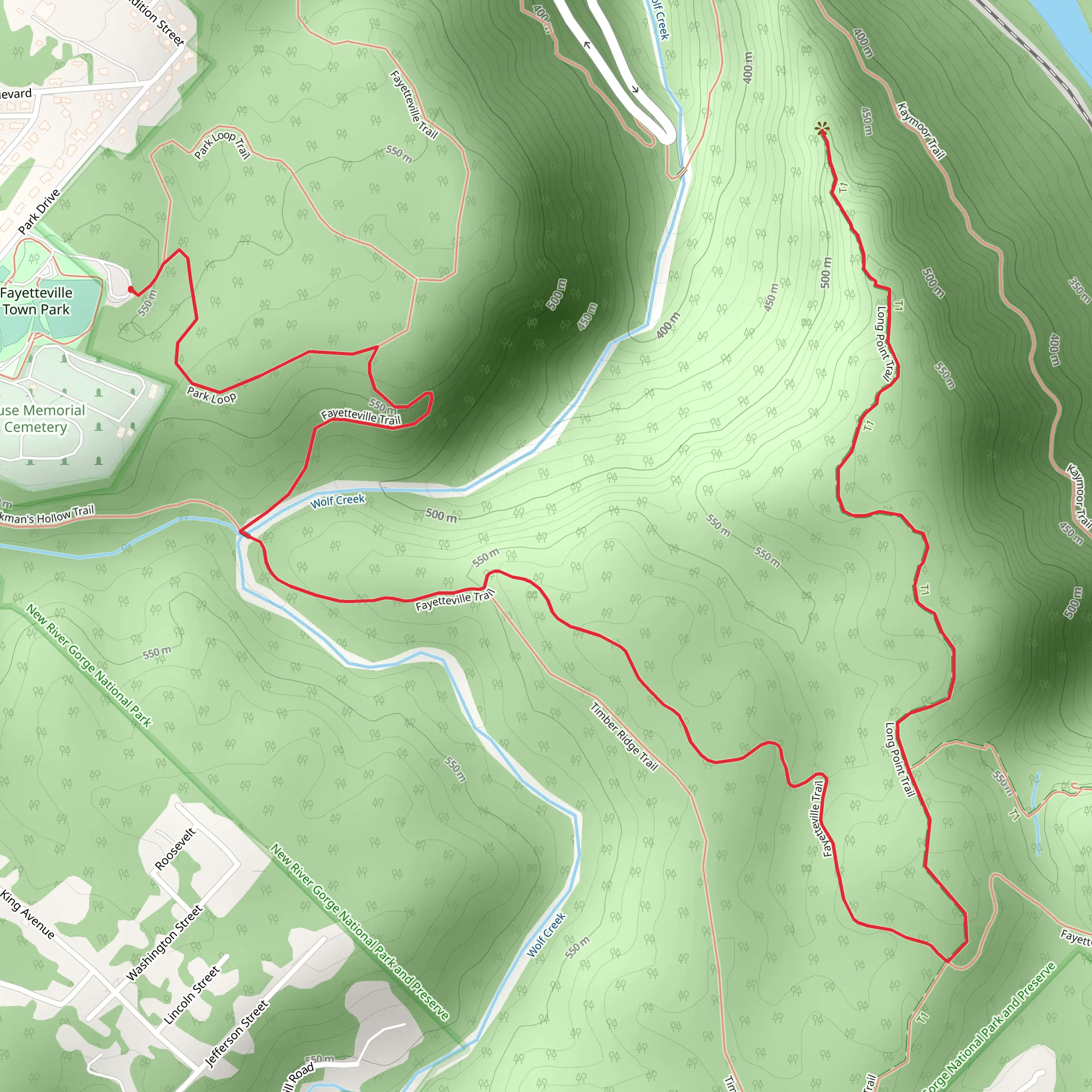 Fayetteville Trail and Long Point Trail mobile static map
