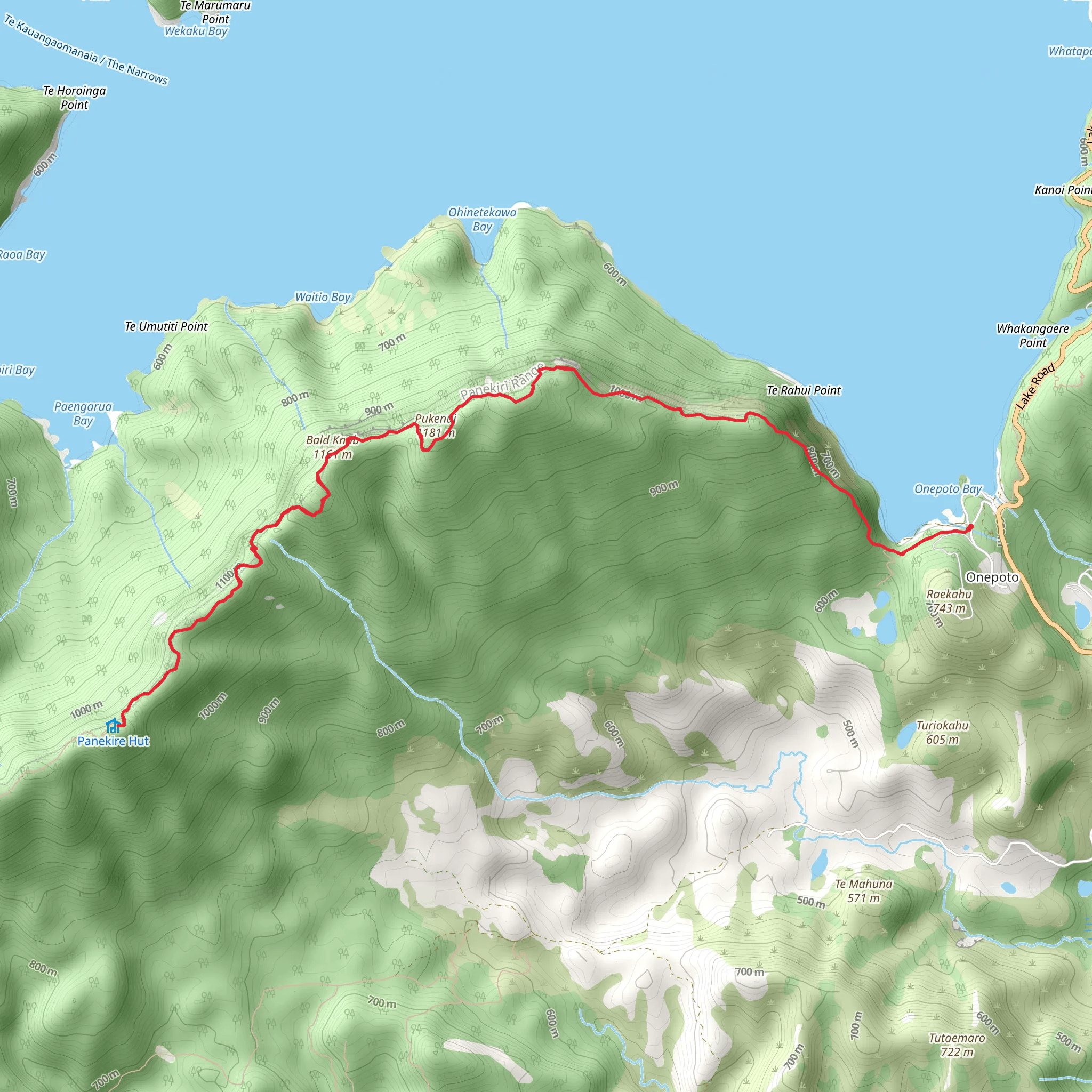 Lake Waikaremoana - Panekire Bluffs mobile static map