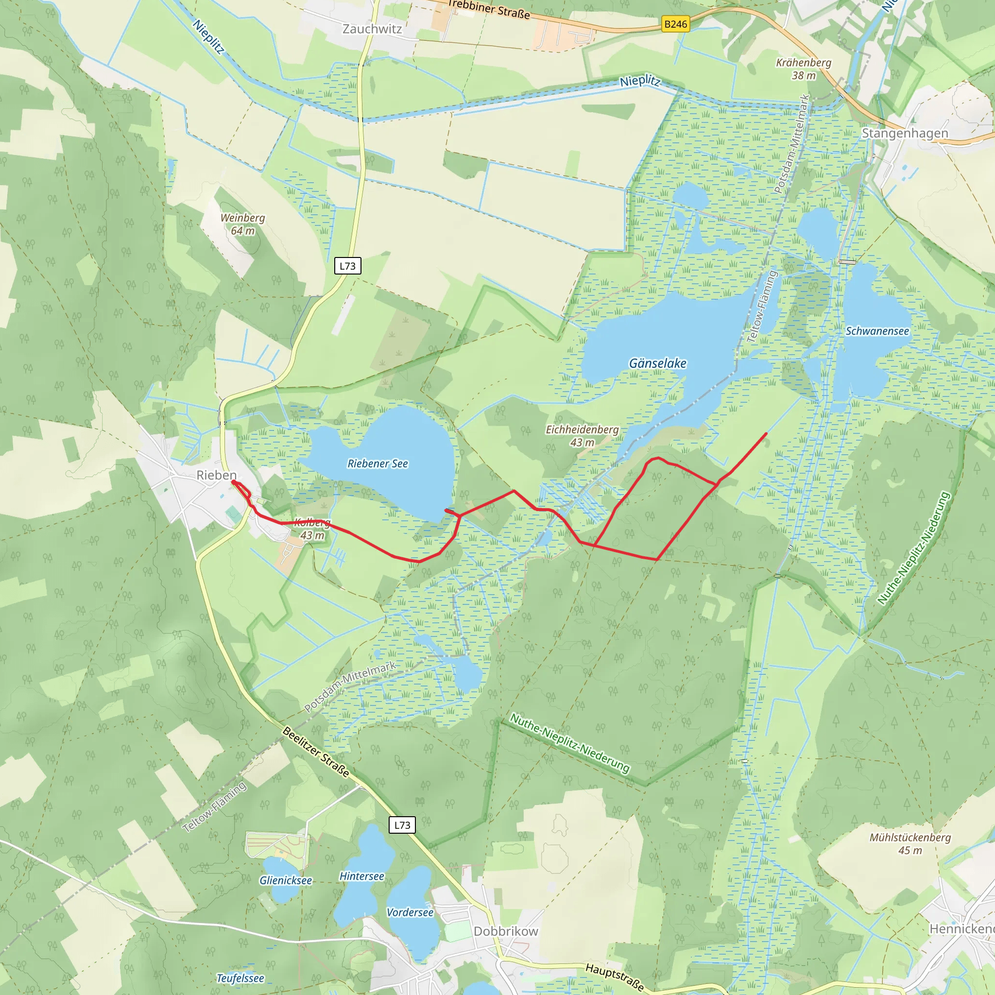 Riebener See Out and Back mobile static map