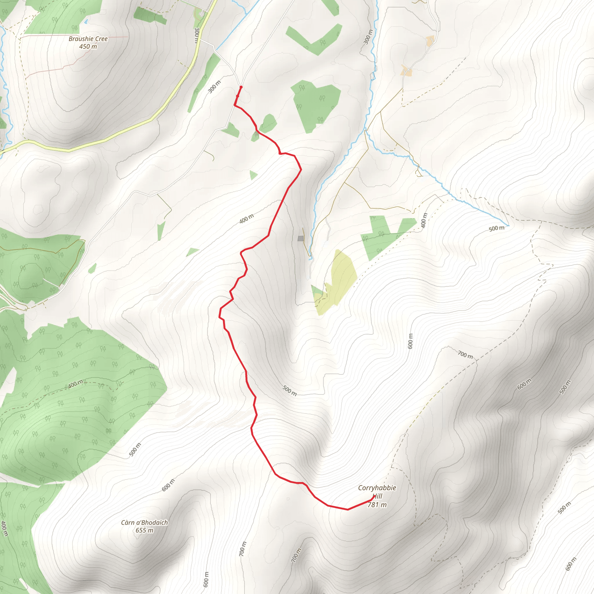 Corryhabbie Hill Walk from Ellivrein mobile static map