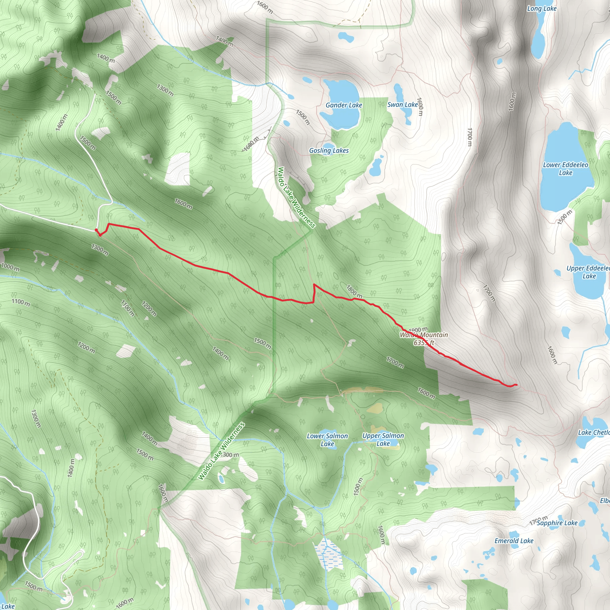 Waldo Mountain Trail mobile static map