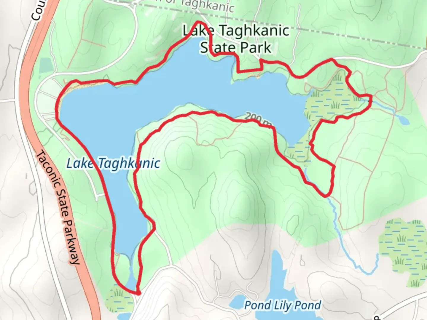 An image depicting the trail Lake Taghkanic Loop and its surrounding area.