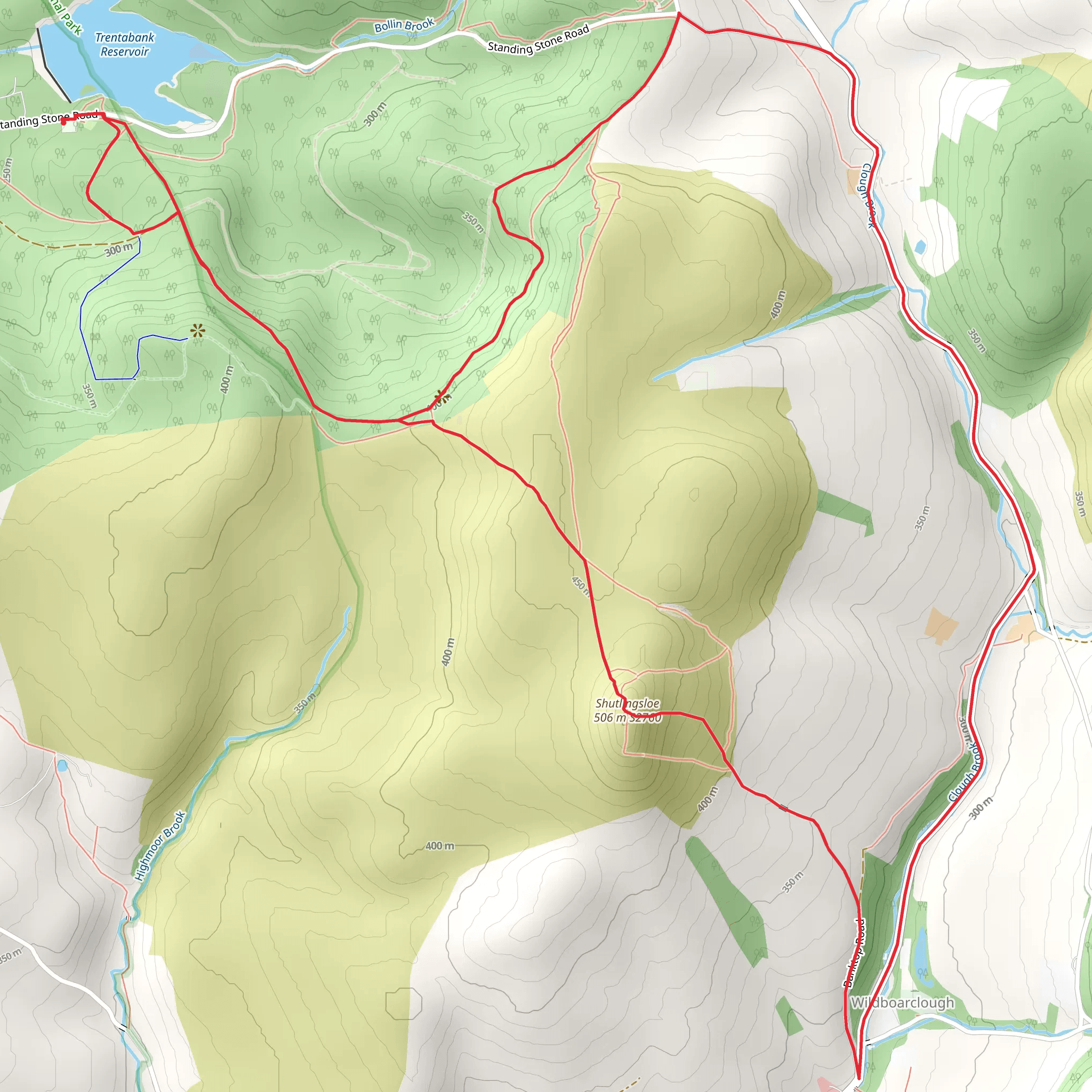 Shutlingsloe and Trentabank Reservoir Walk mobile static map