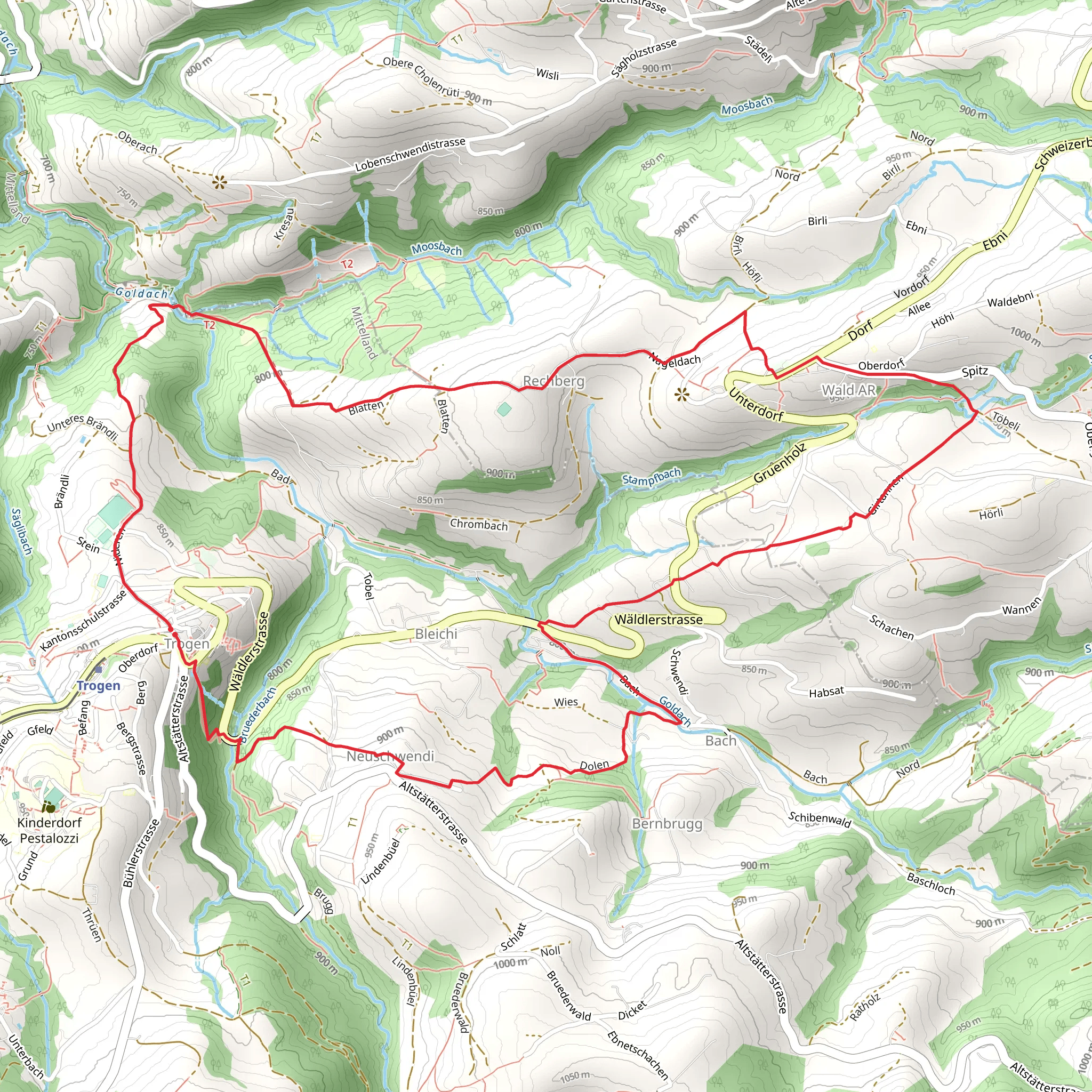 Trogen to Wald Loop mobile static map