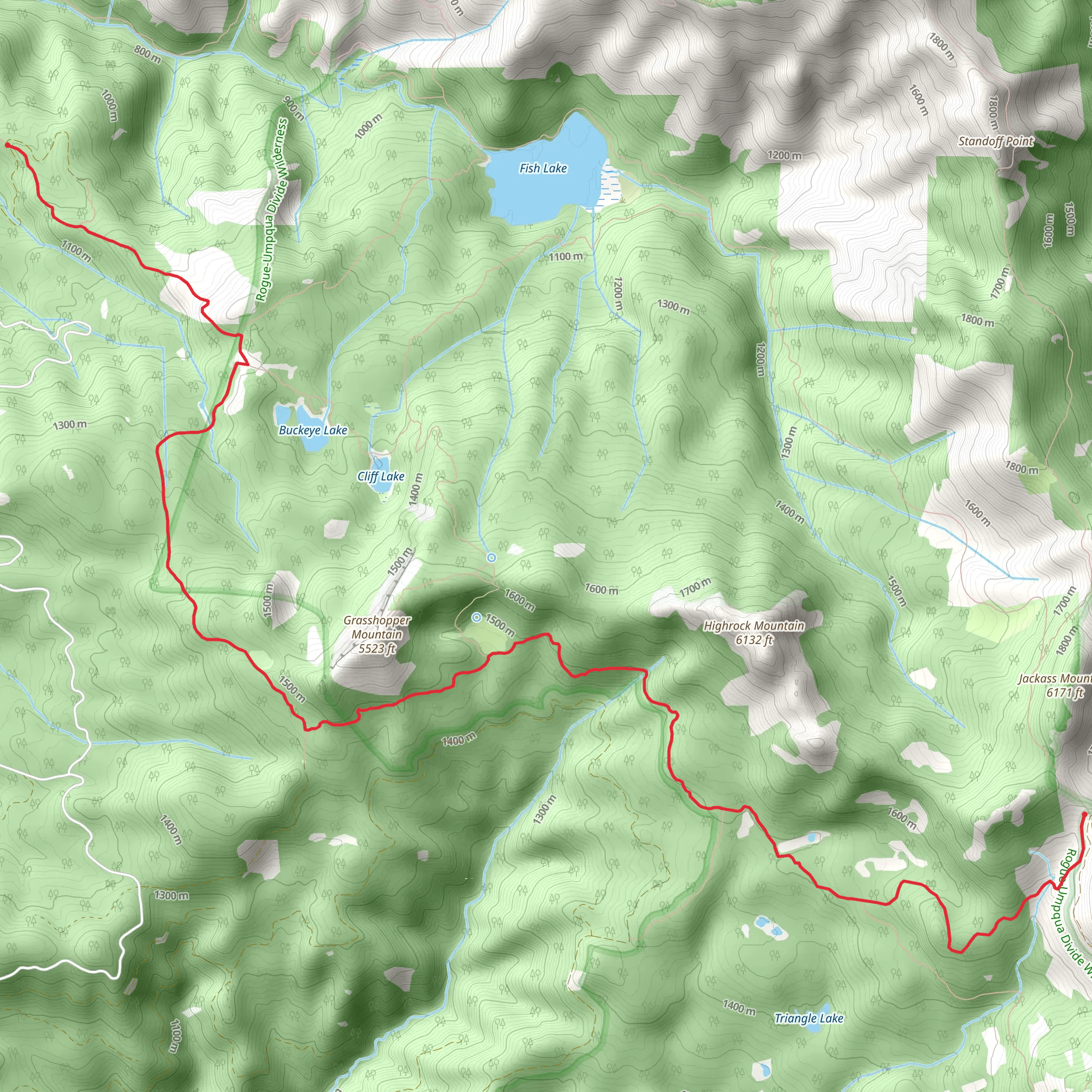 Acker Divide Trail via Lakes Trail mobile static map