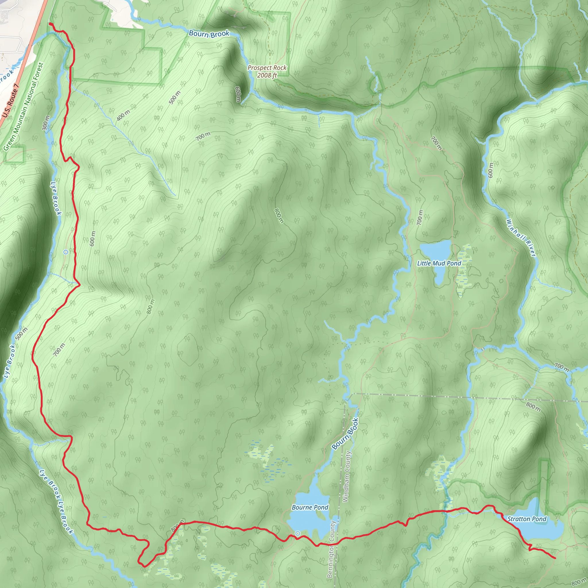 Lye Brook Trail mobile static map
