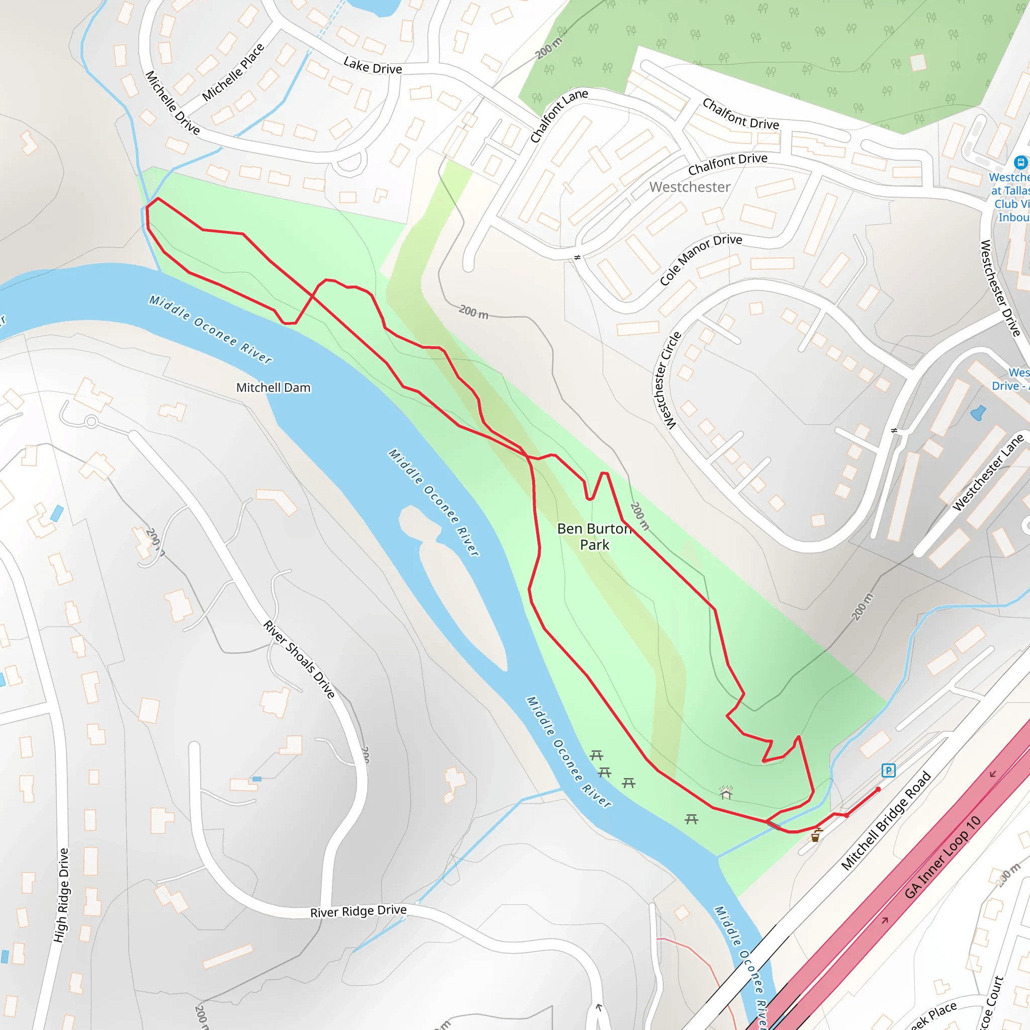 Middle Oconee River Northeast Side Loop mobile static map