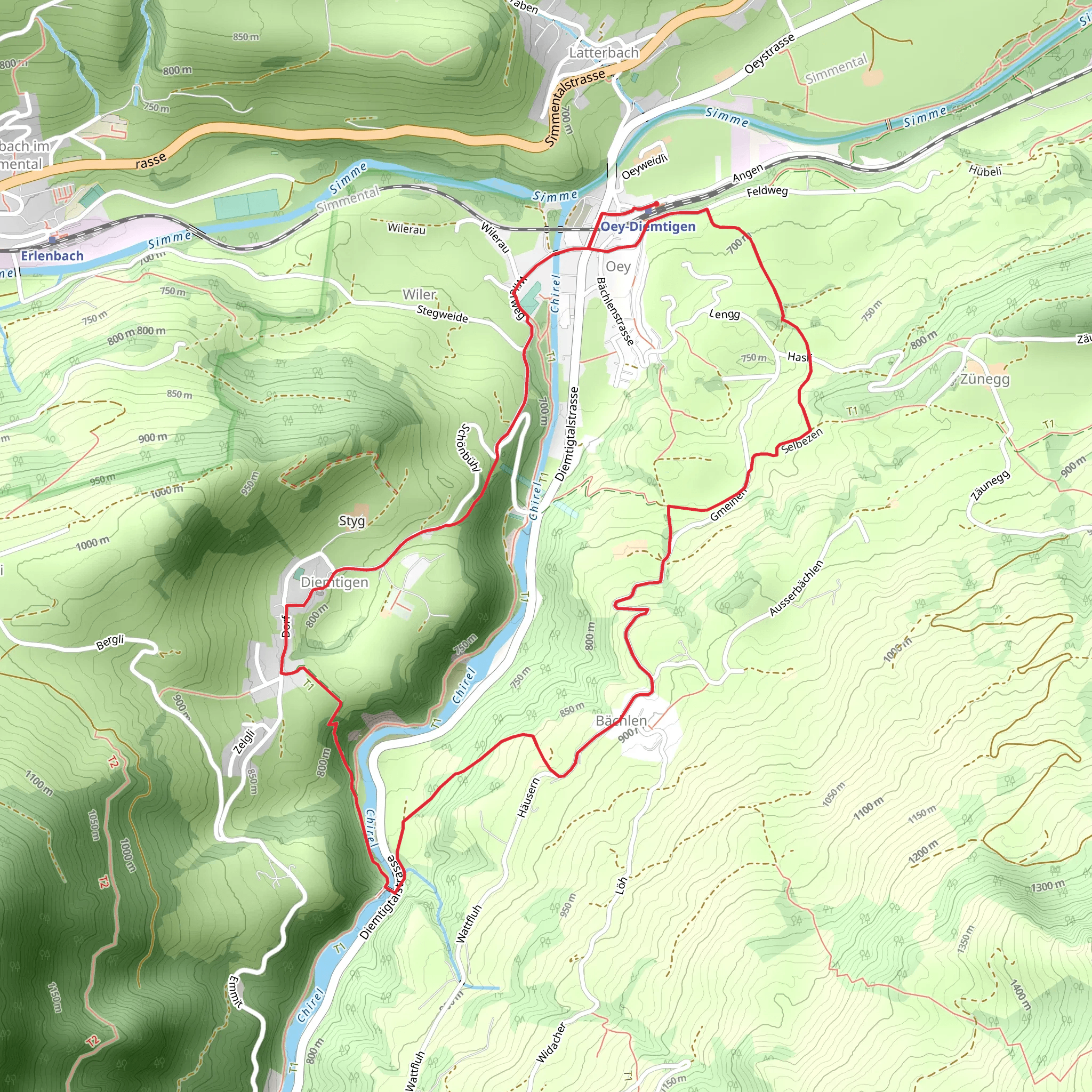 Diemtigtal House Trail - Front of the Valley mobile static map
