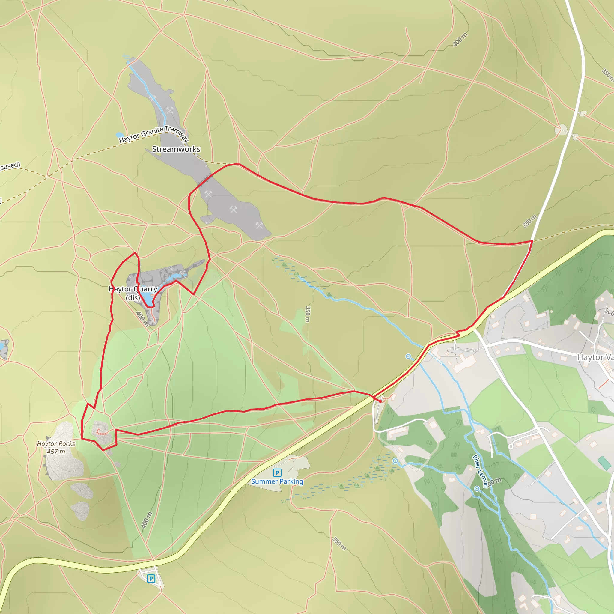 Haytor Rocks and Quarry Loop mobile static map