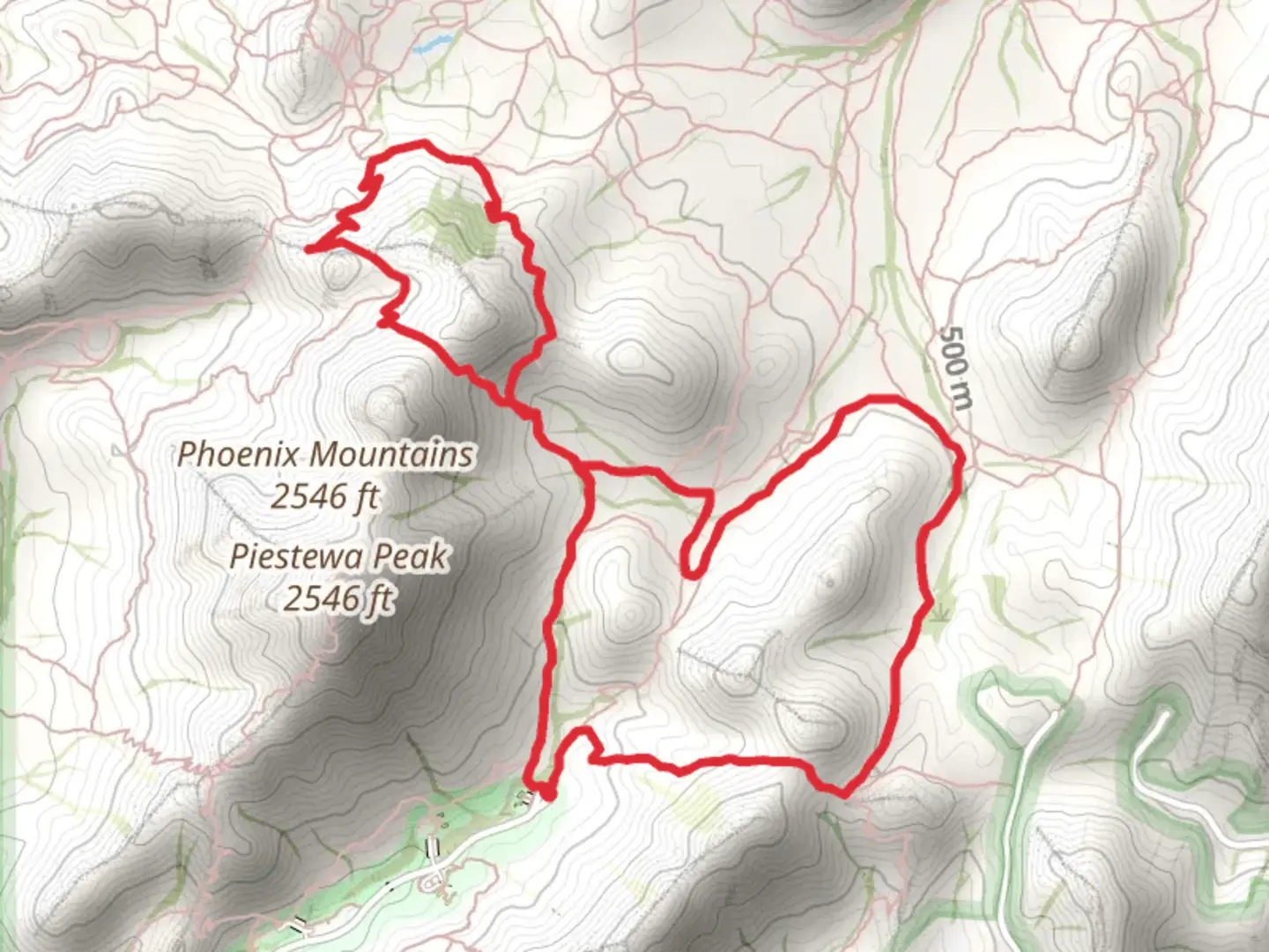 An image depicting the trail VOAZ Loop and Quartz Ridge Trail and its surrounding area.