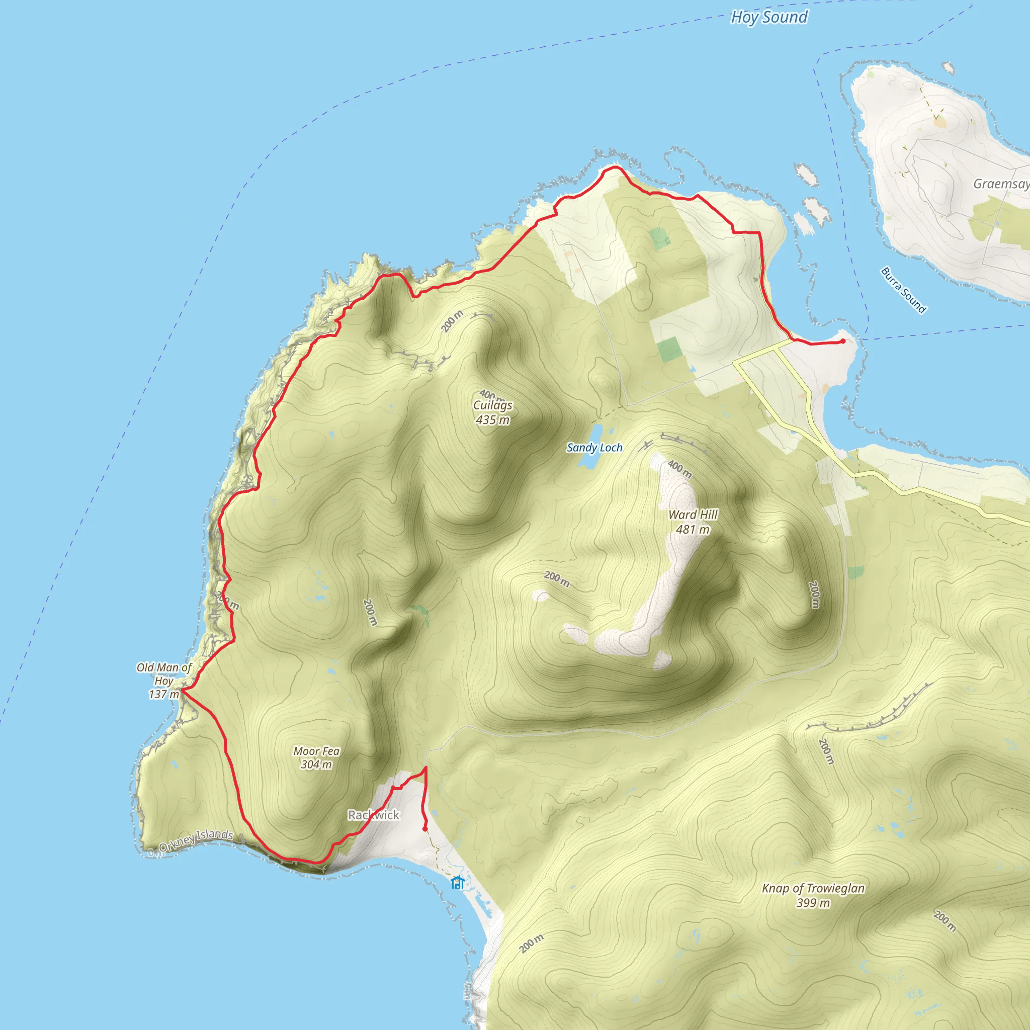 Orkney - Hoy - Rackwick Beach to Moaness Walk mobile static map