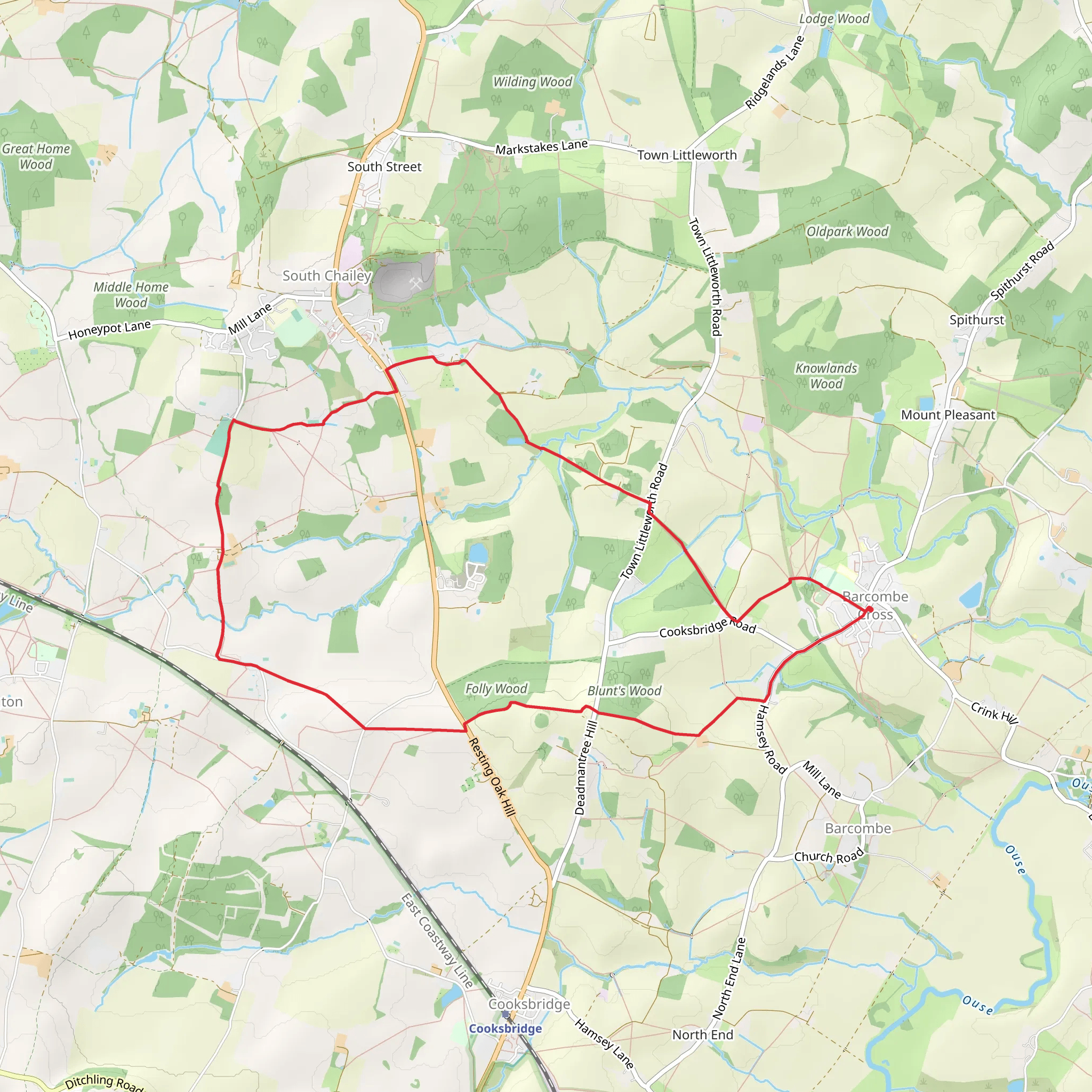Barcombe Cross Western Loop mobile static map