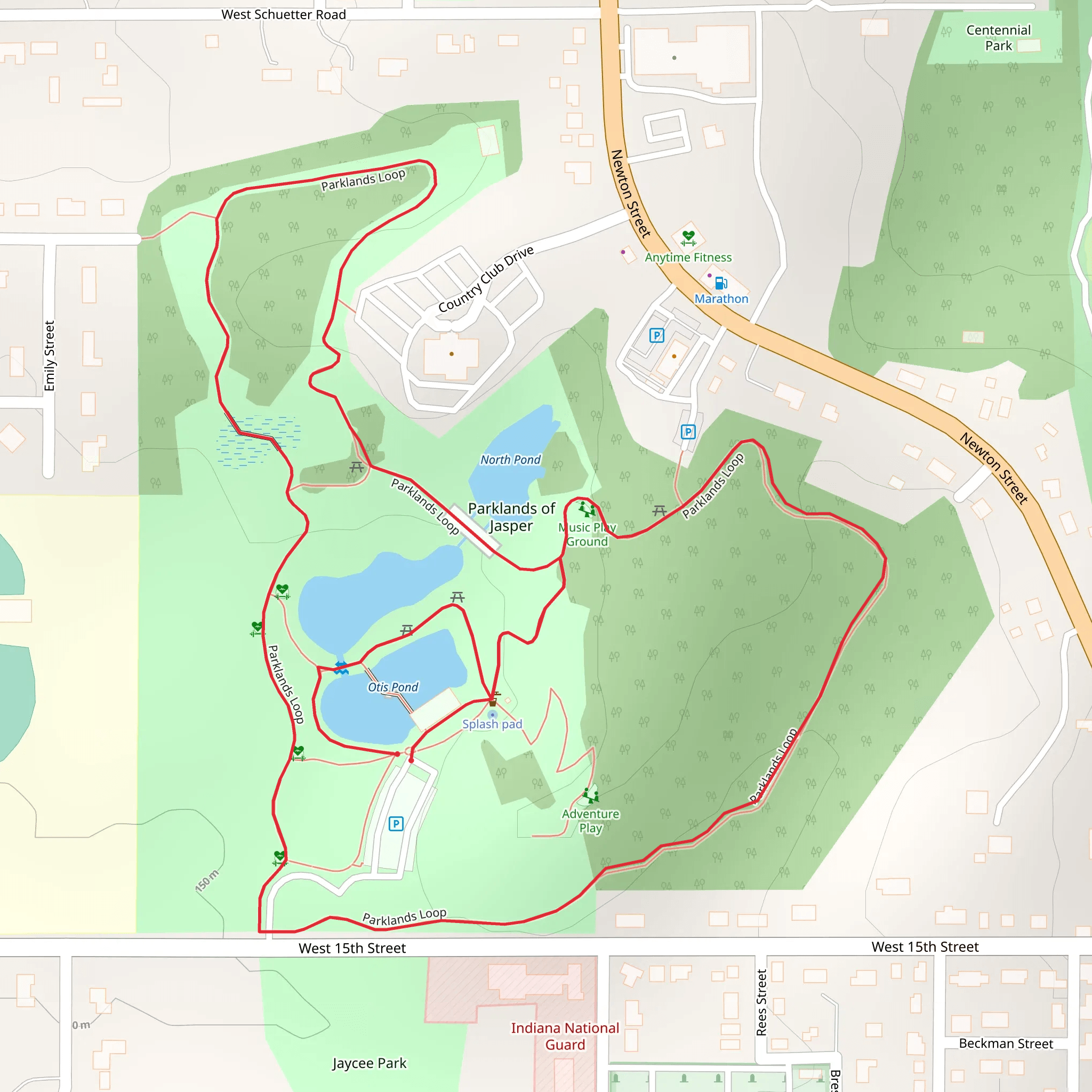 Otis Pond and Parklands Loop mobile static map