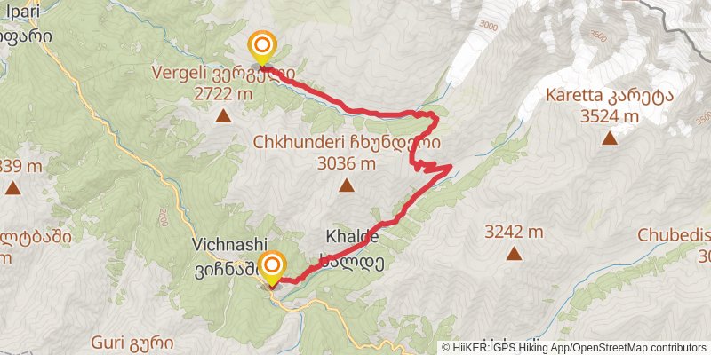 Mestia to Ushguli stage 3 Map