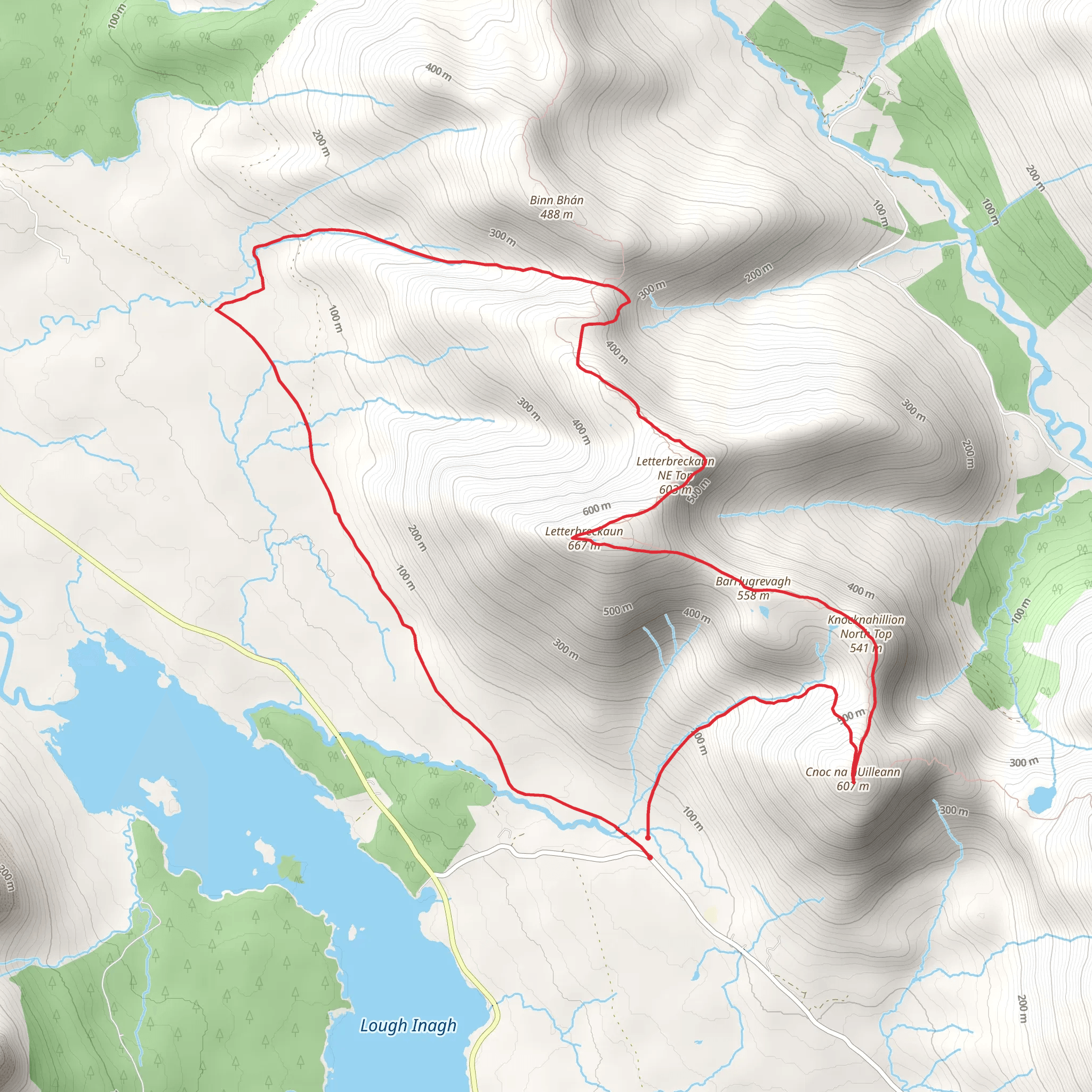 Letterbreckaun and Cnoc na hUilleann Loop mobile static map