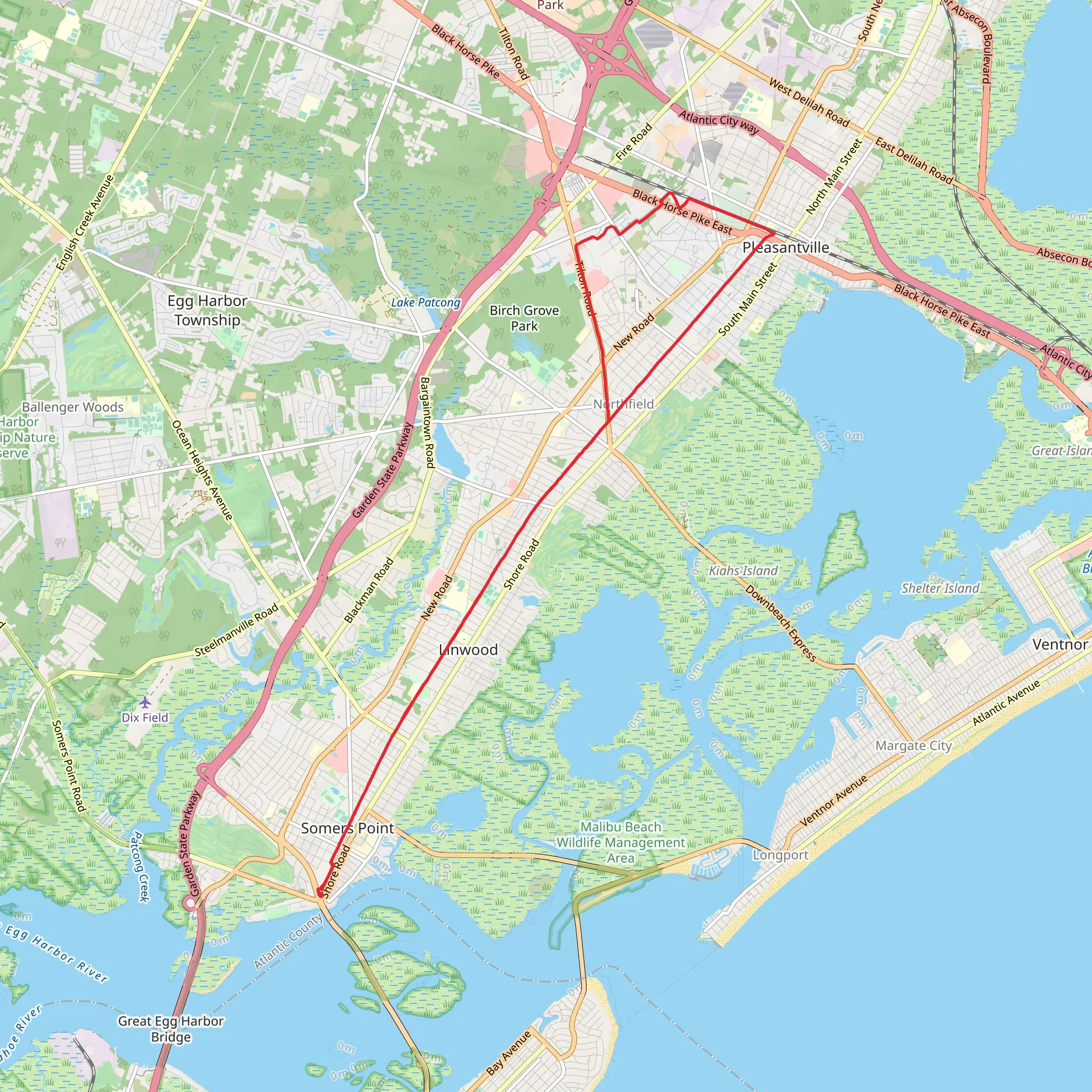 Atlantic County and George K Francis Way mobile static map