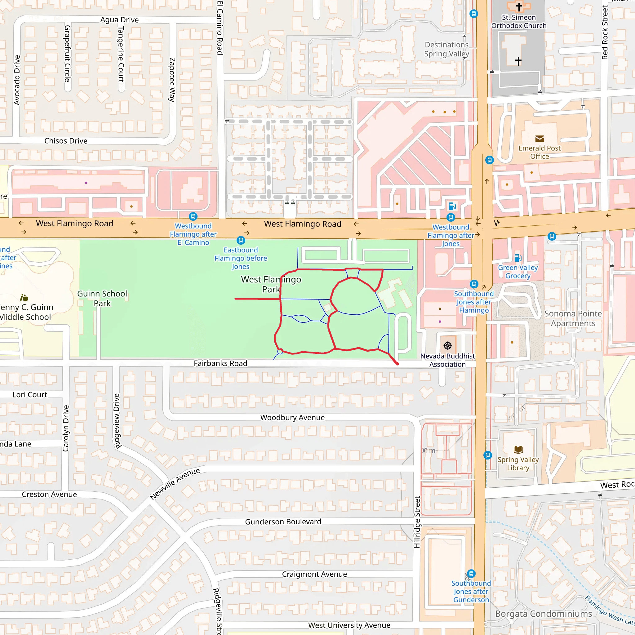 West Flamingo Park Loop mobile static map
