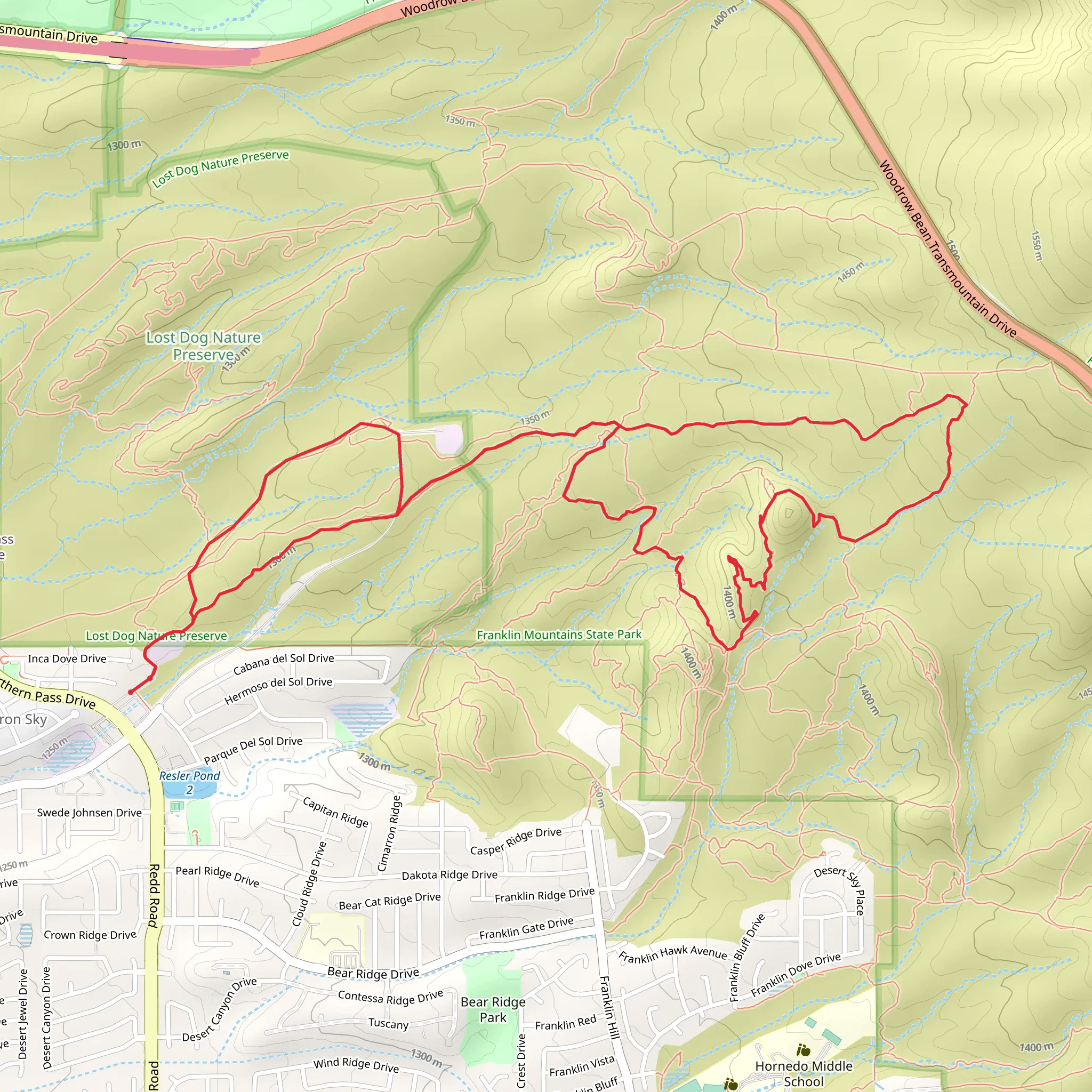 Dead Valentine and Lechuguilla Loop Trail mobile static map