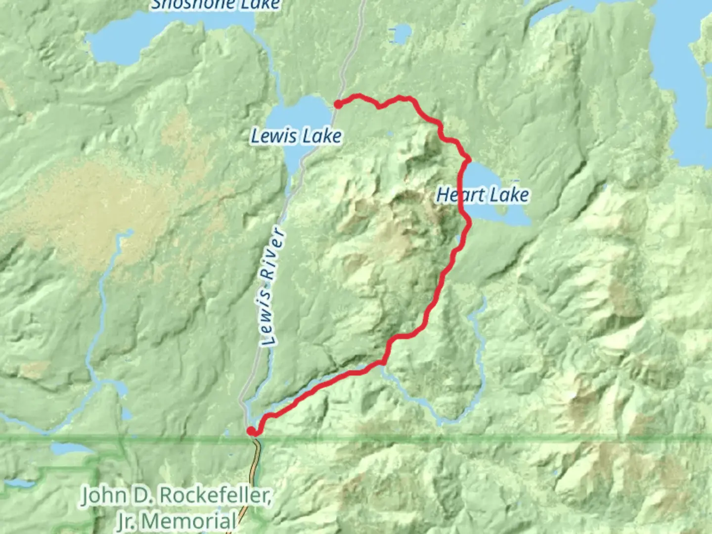 An image depicting the trail Heart Lake and South Boundary - South Entrance Harebell Horseshoe Trail and its surrounding area.