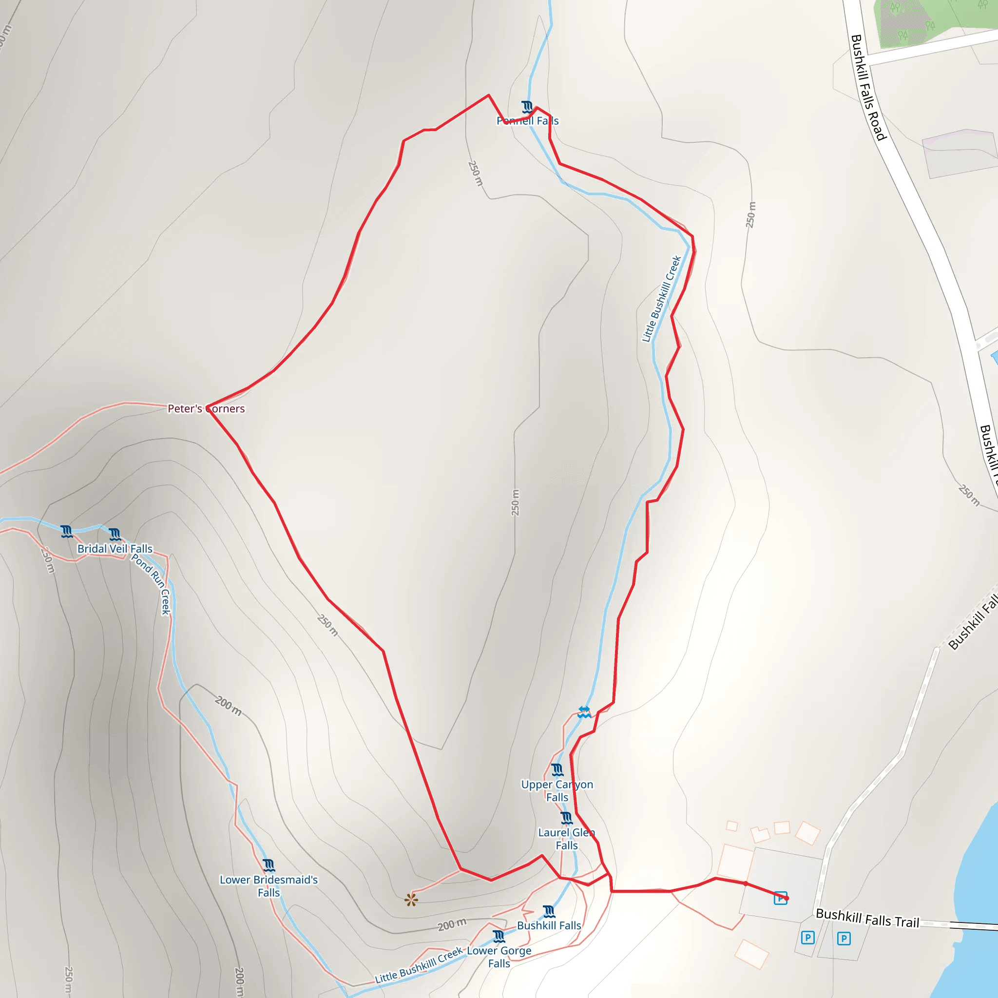 Bushkill Falls and Little Bushkill Creek Loop mobile static map