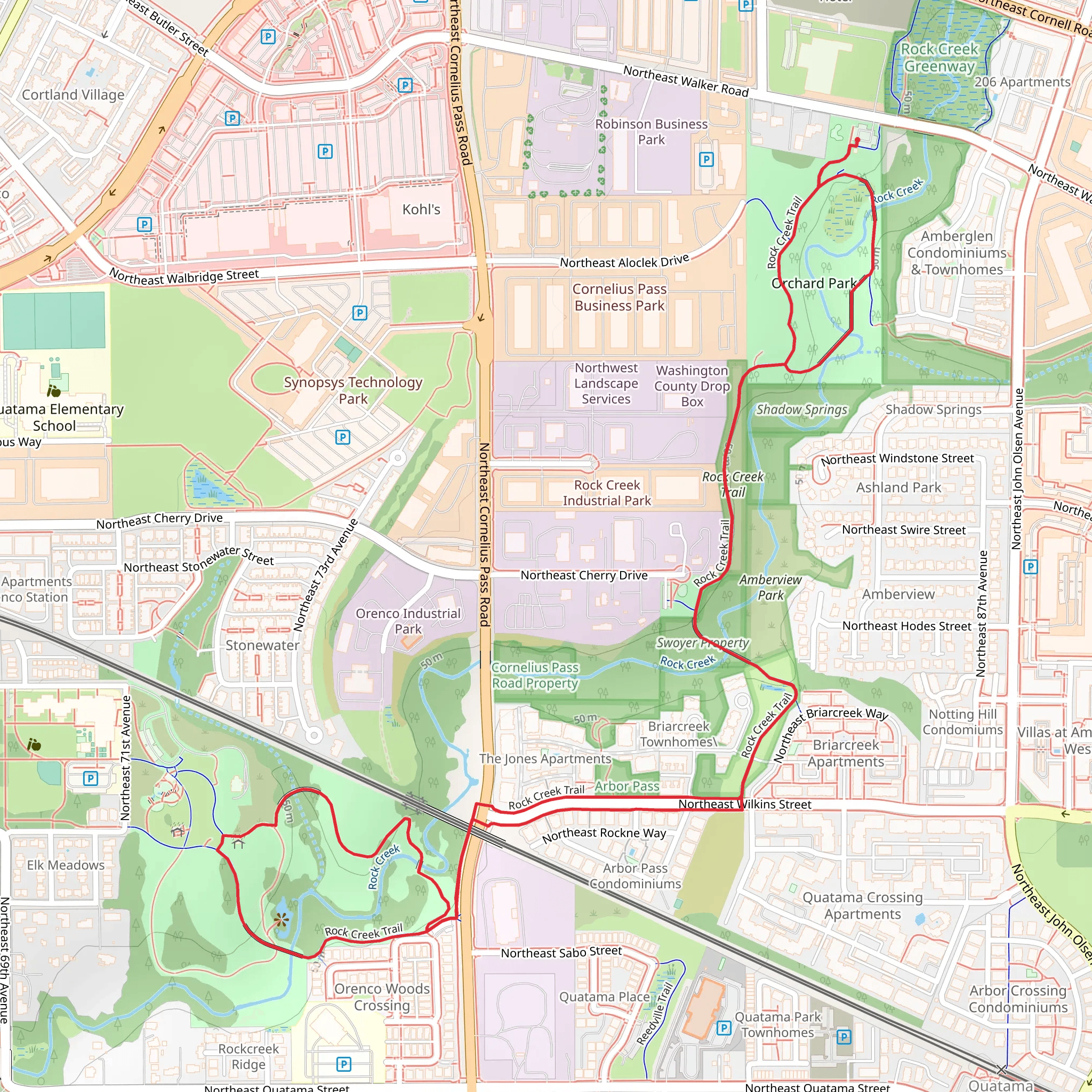 Rock Creek Trail from Orchard Park mobile static map