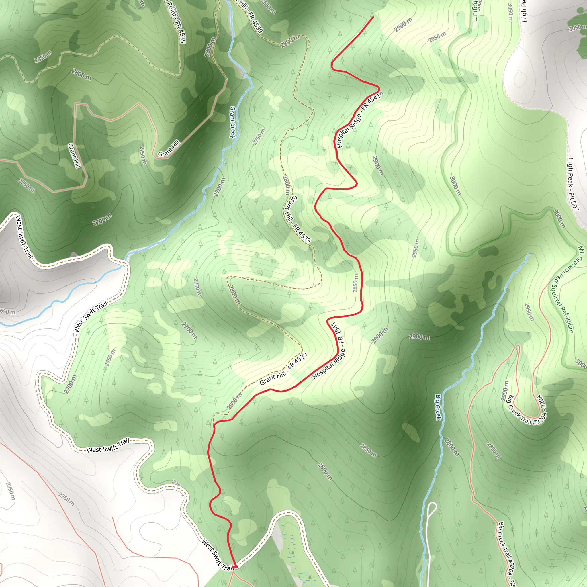 Hospital Ridge Out and Back mobile static map