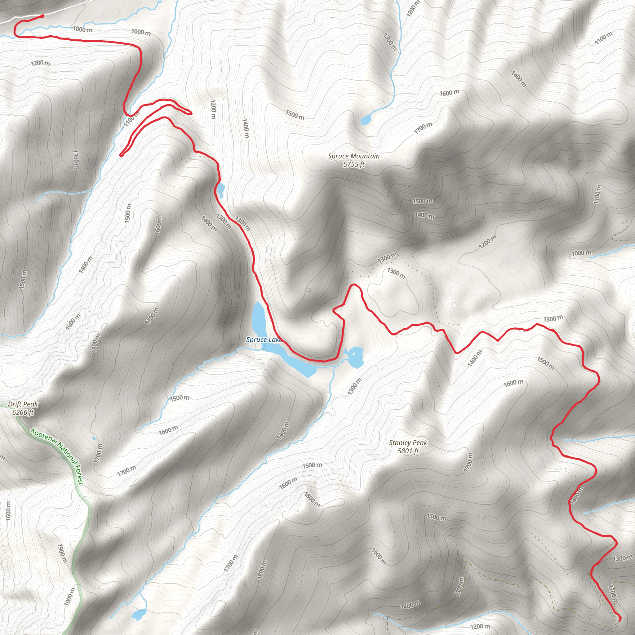 Spruce and Spar Lake Trail mobile static map