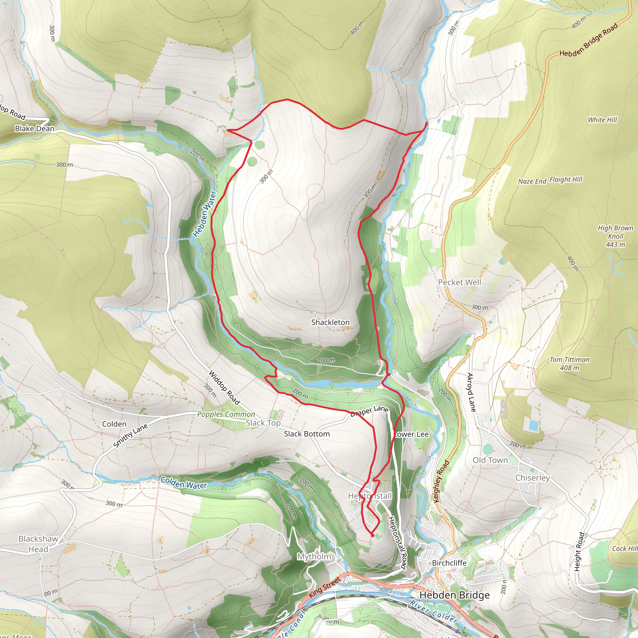 Heptonstall, Lumb Falls and Lower Mill Pond Loop mobile static map