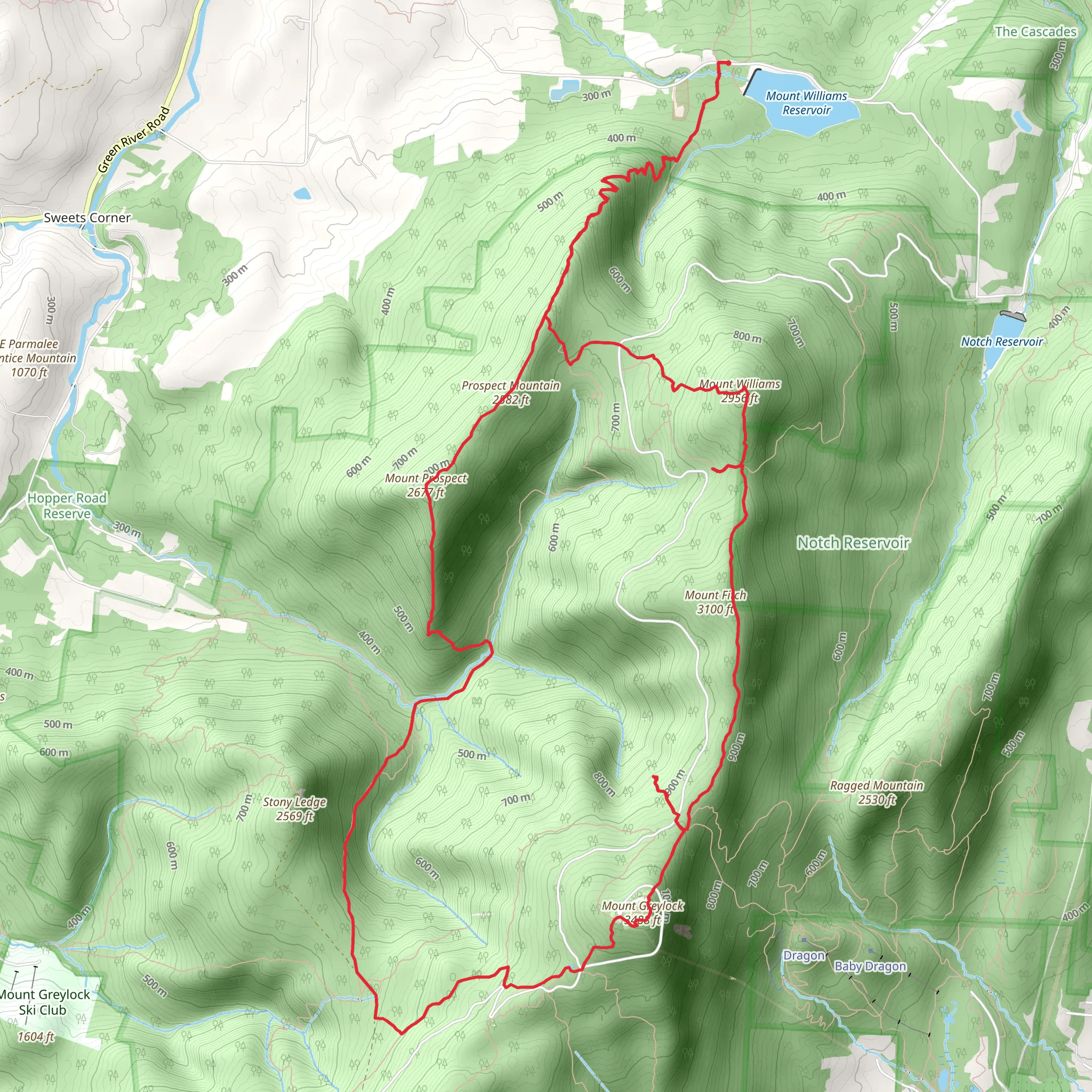 Mount Prospect, Stony Ledge, Mount Williams Loop mobile static map