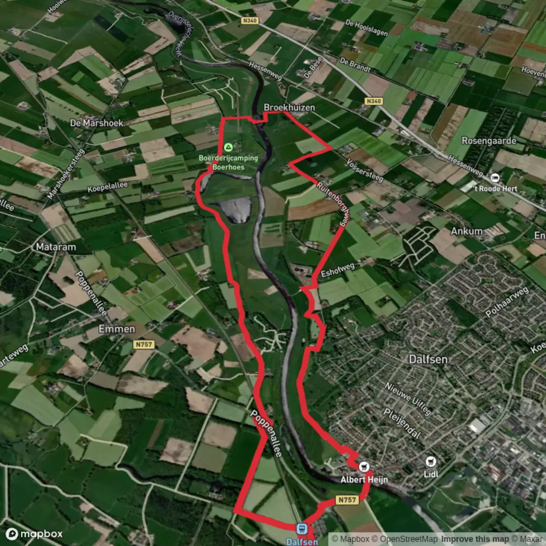 An image depicting the trail Ruitenborgh Weg and Vechtdalpad Loop and its surrounding area.