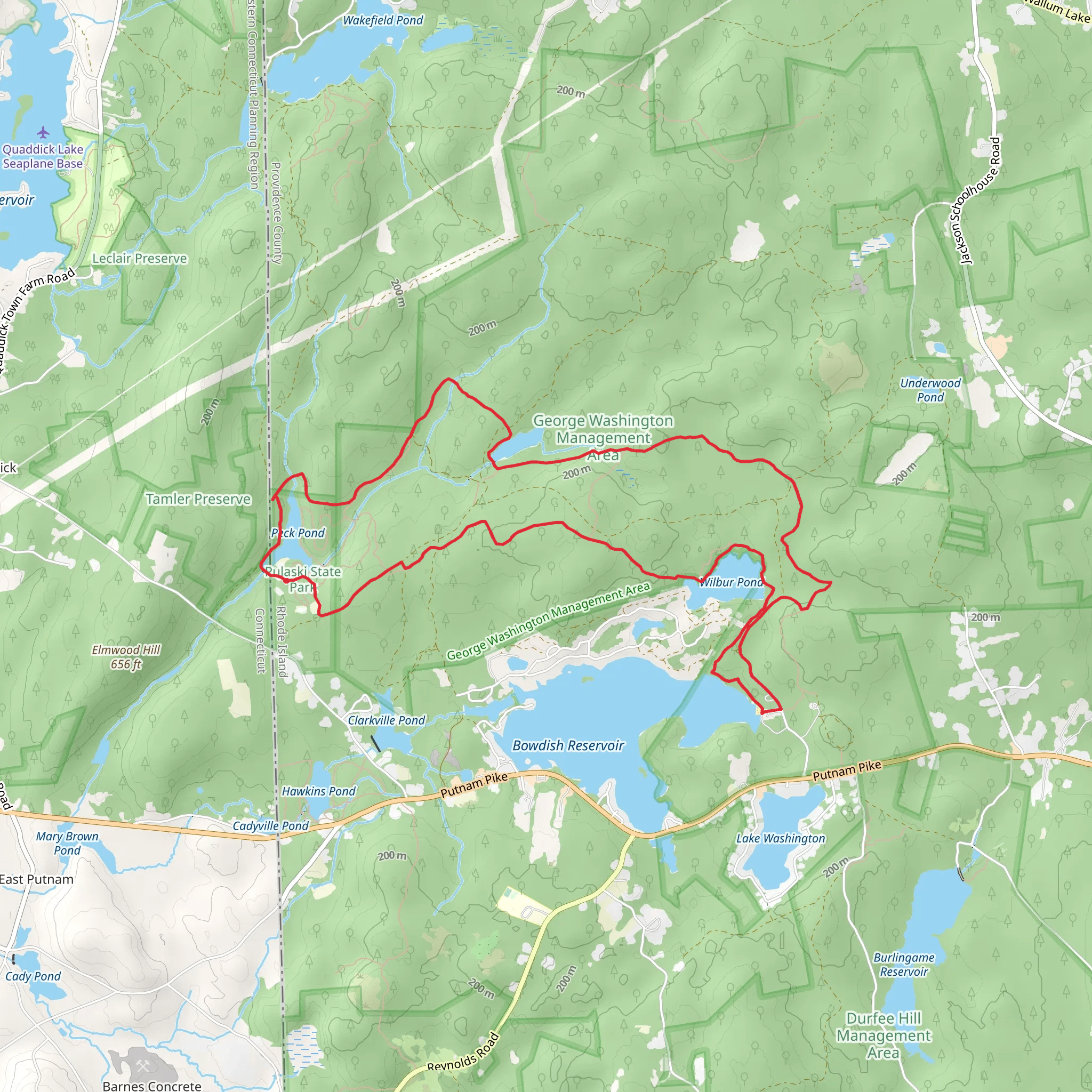 Peck, Richardson and Wilbur Pond Loop mobile static map