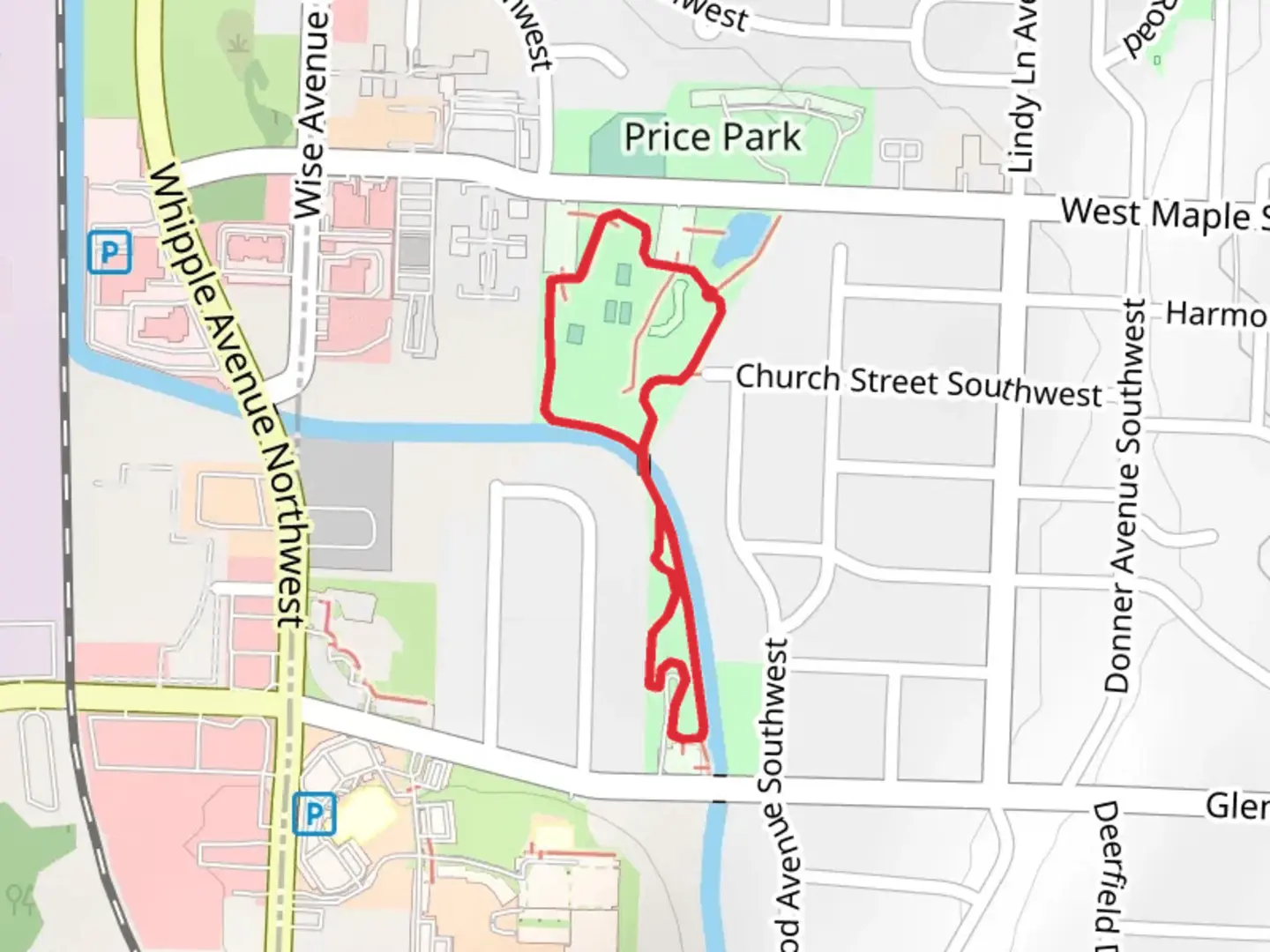 An image depicting the trail Price Park Loop and its surrounding area.
