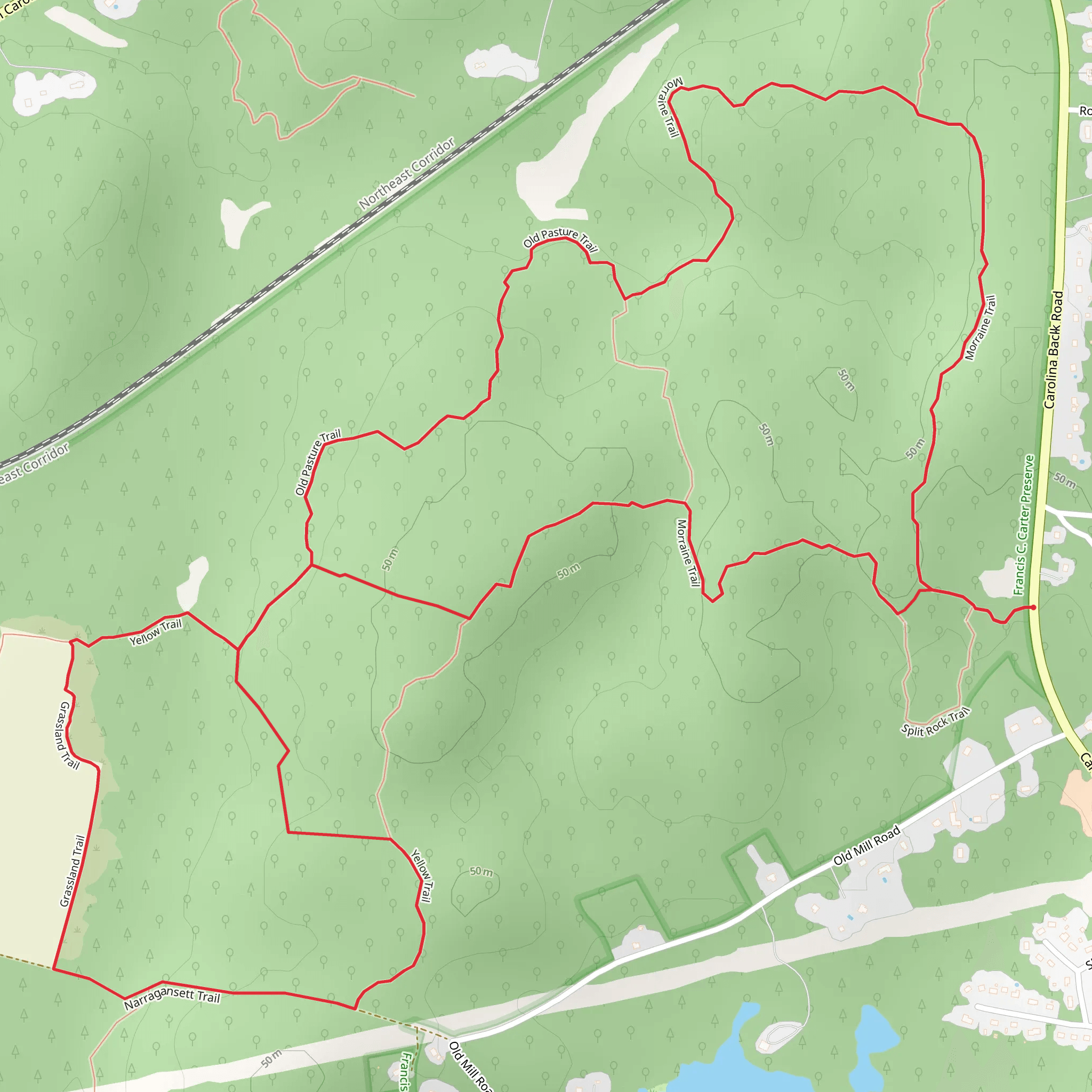 Morraine and Old Pasture Loop Trail mobile static map