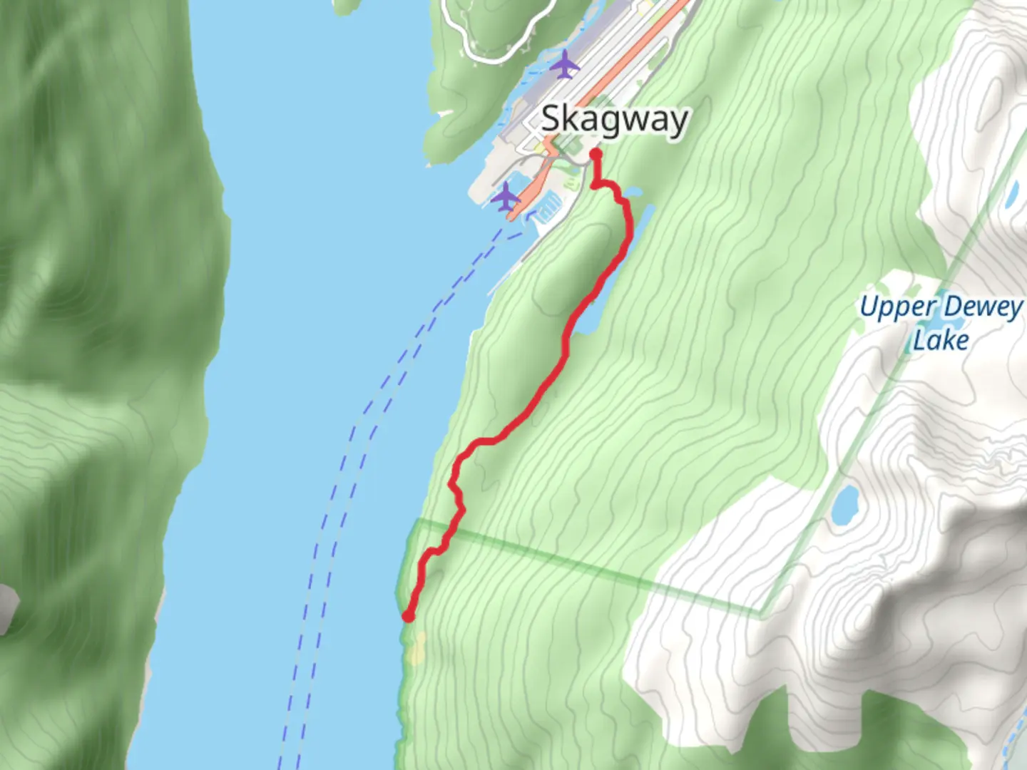 An image depicting the trail Lower Dewey Lake and Sturgill's Landing and its surrounding area.