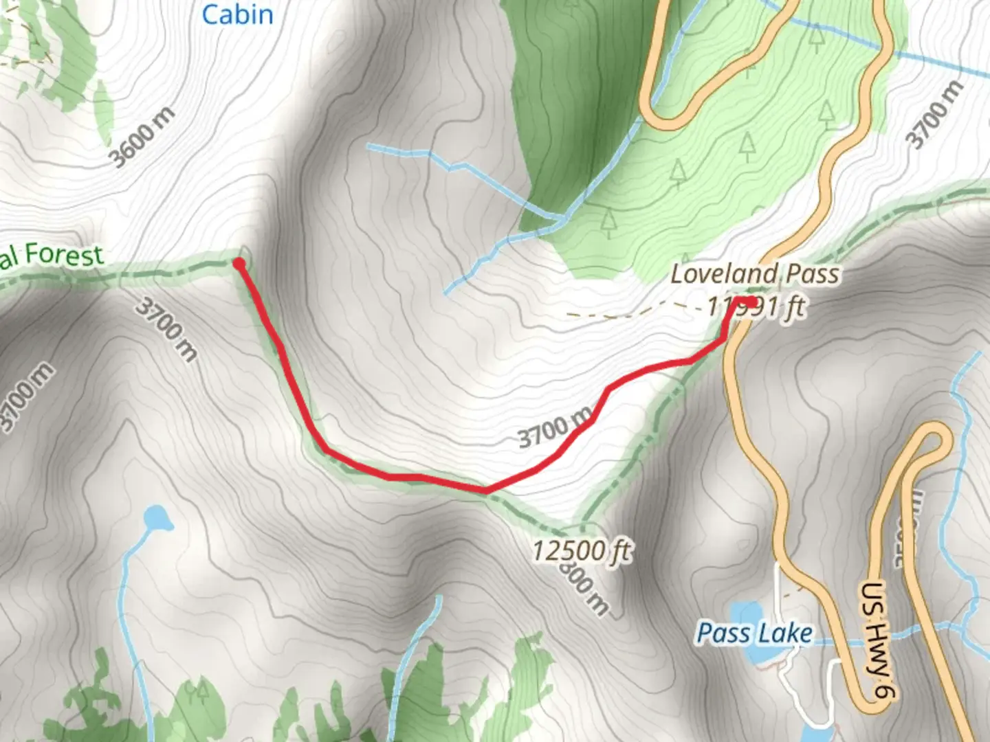 An image depicting the trail West Ridge Trail from Loveland Pass and its surrounding area.