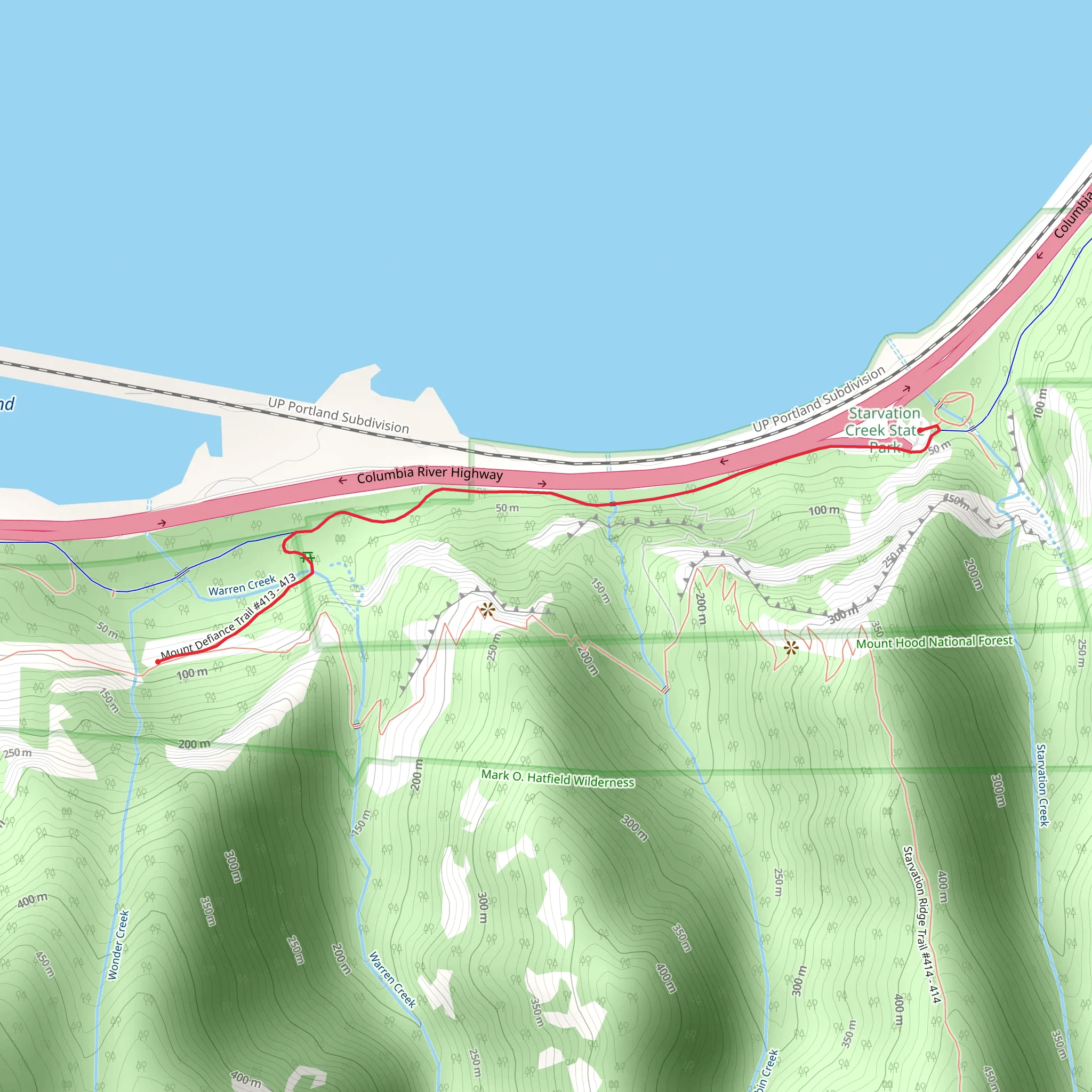 Mount Defiance and Historic Columbia River Highway State Trail mobile static map