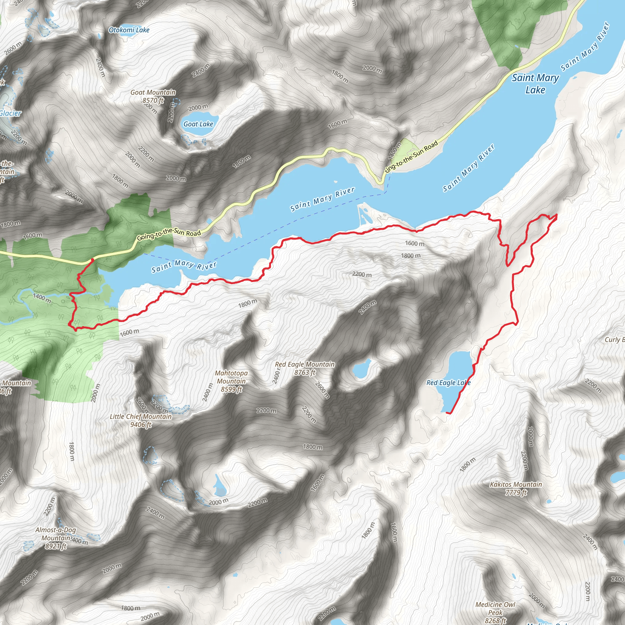 St Mary Lake and Red Eagle Lake mobile static map