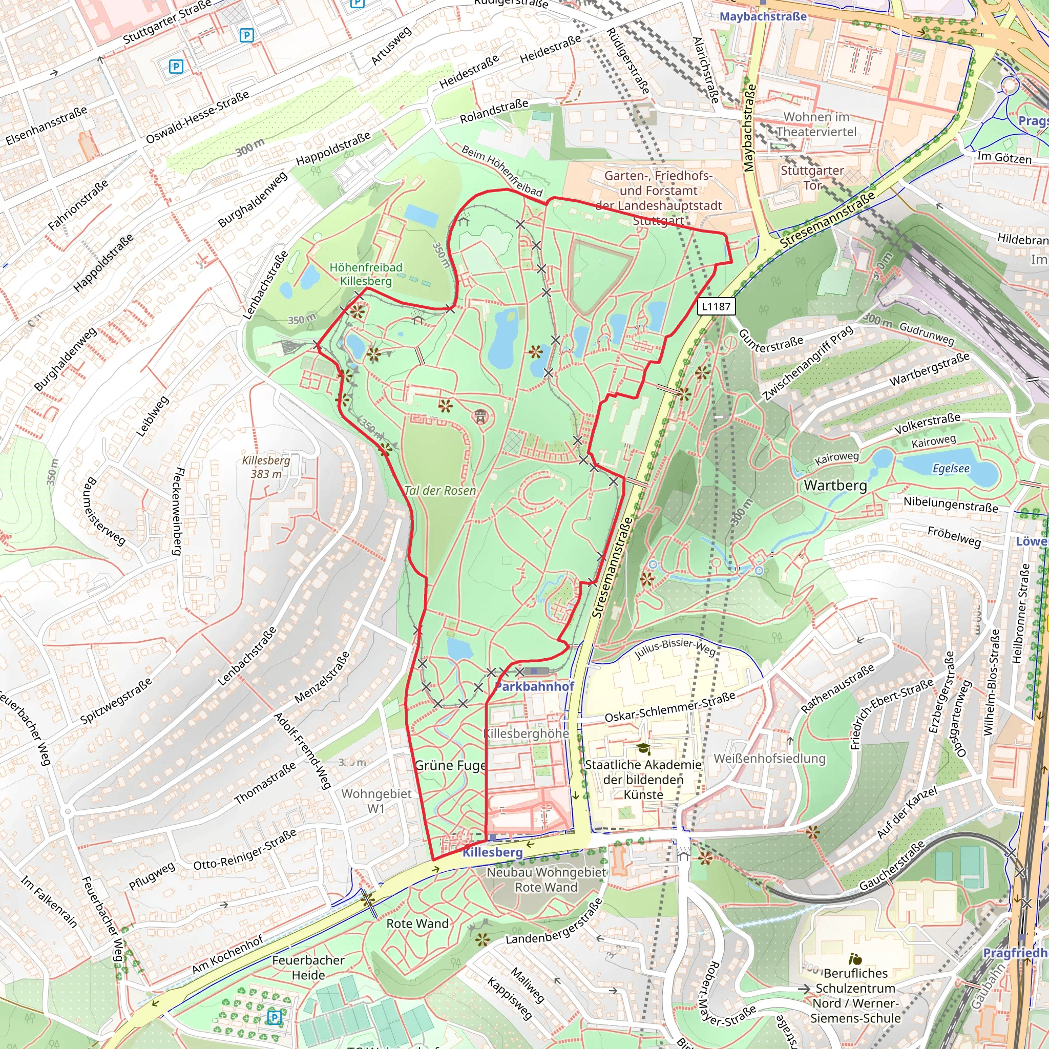 Vom Schloss zum Schloessle and Beim Hoehenfreibad Loop mobile static map