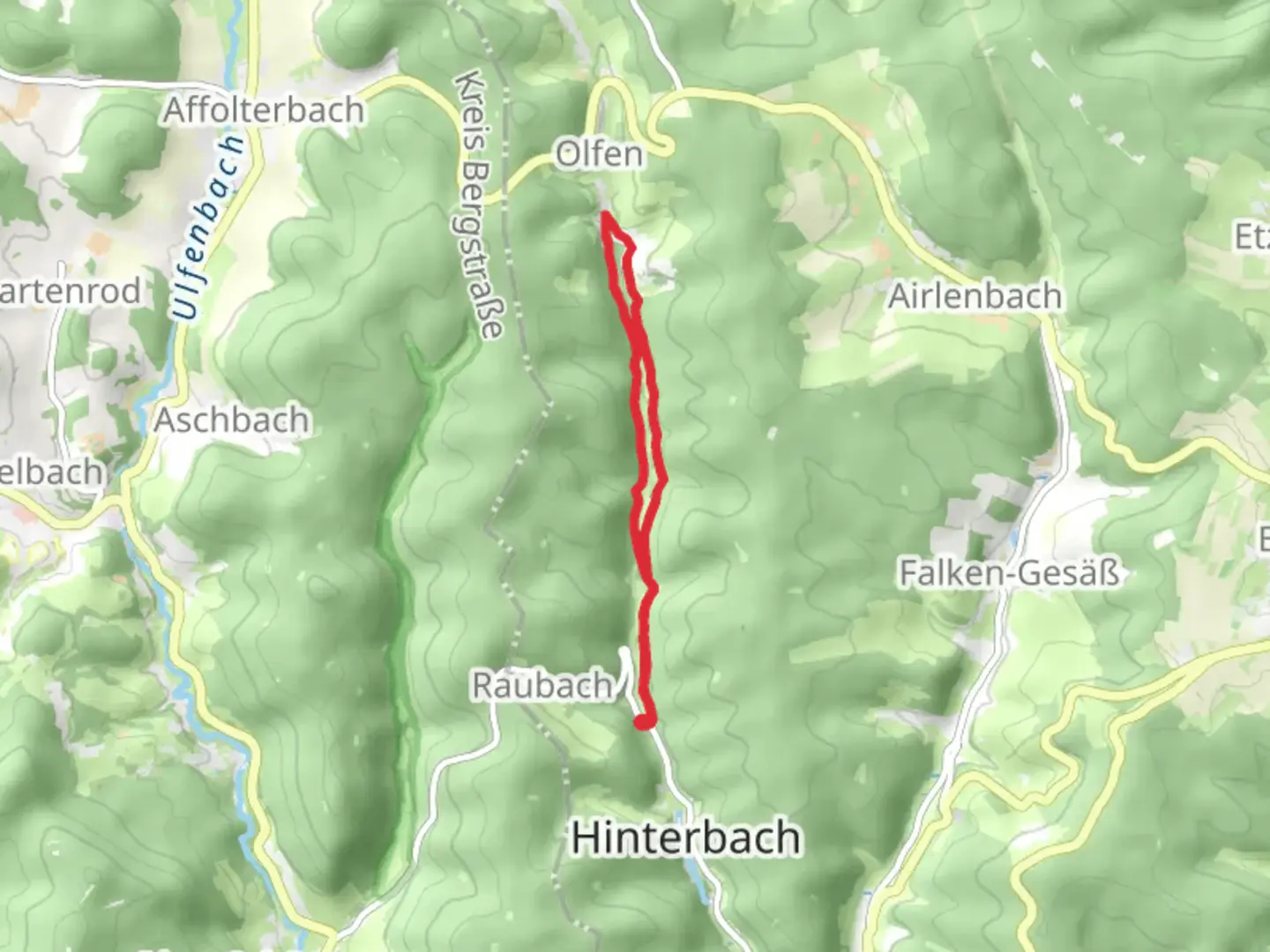 An image depicting the trail Finkenbach Loop and its surrounding area.