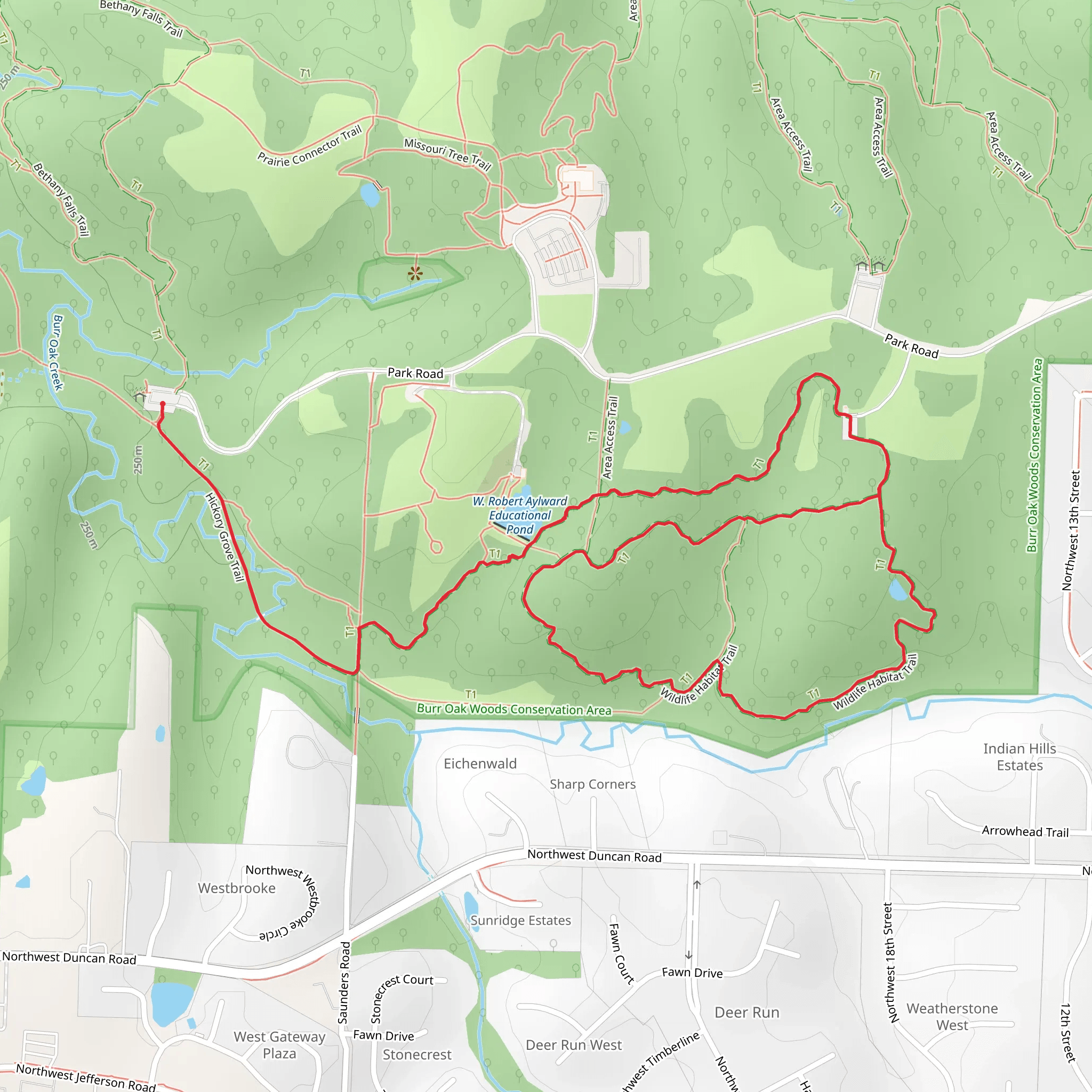 Hickory Grove and Wildlife Habitat Loop Trail mobile static map