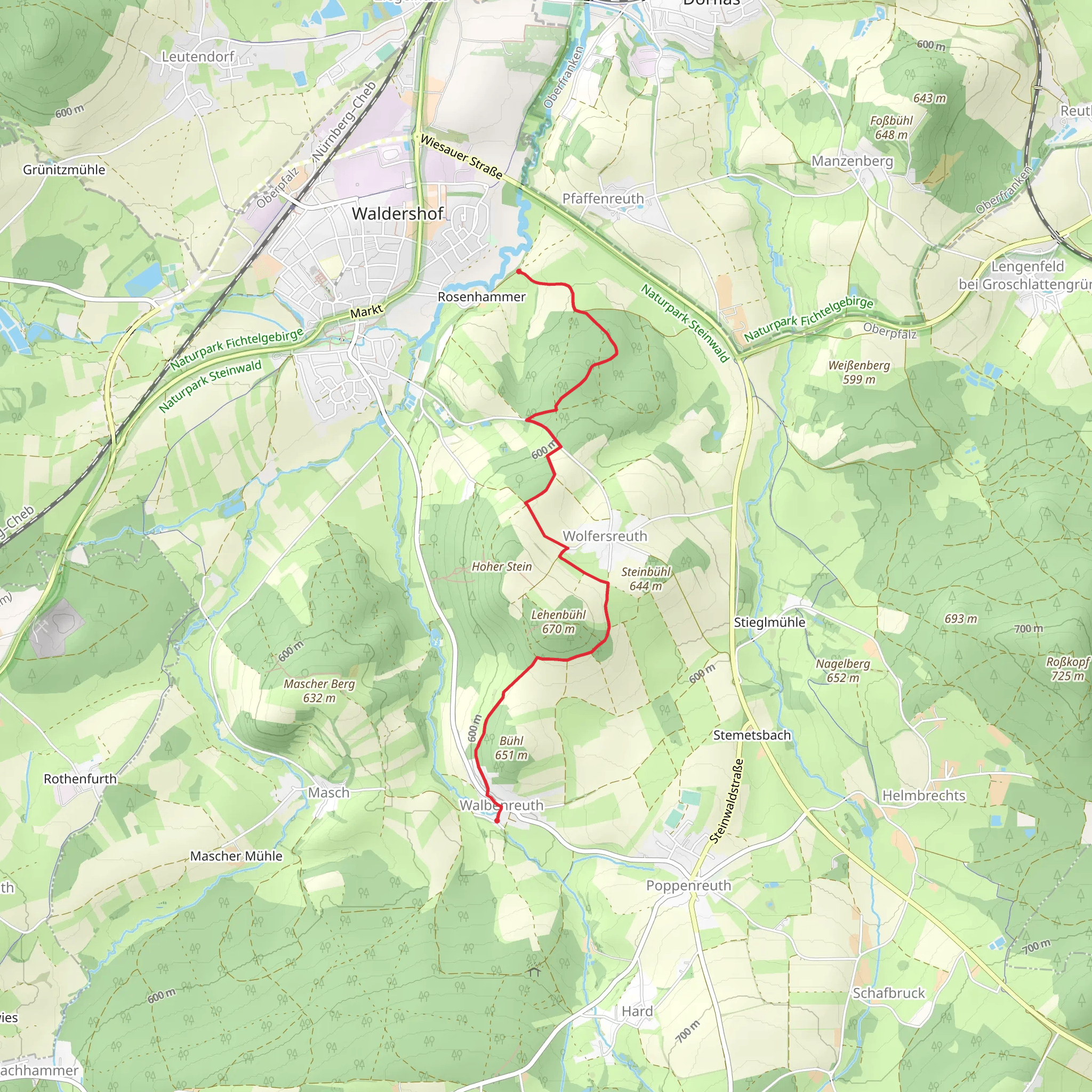 Rosenhammer to Walbenreuth Walk mobile static map
