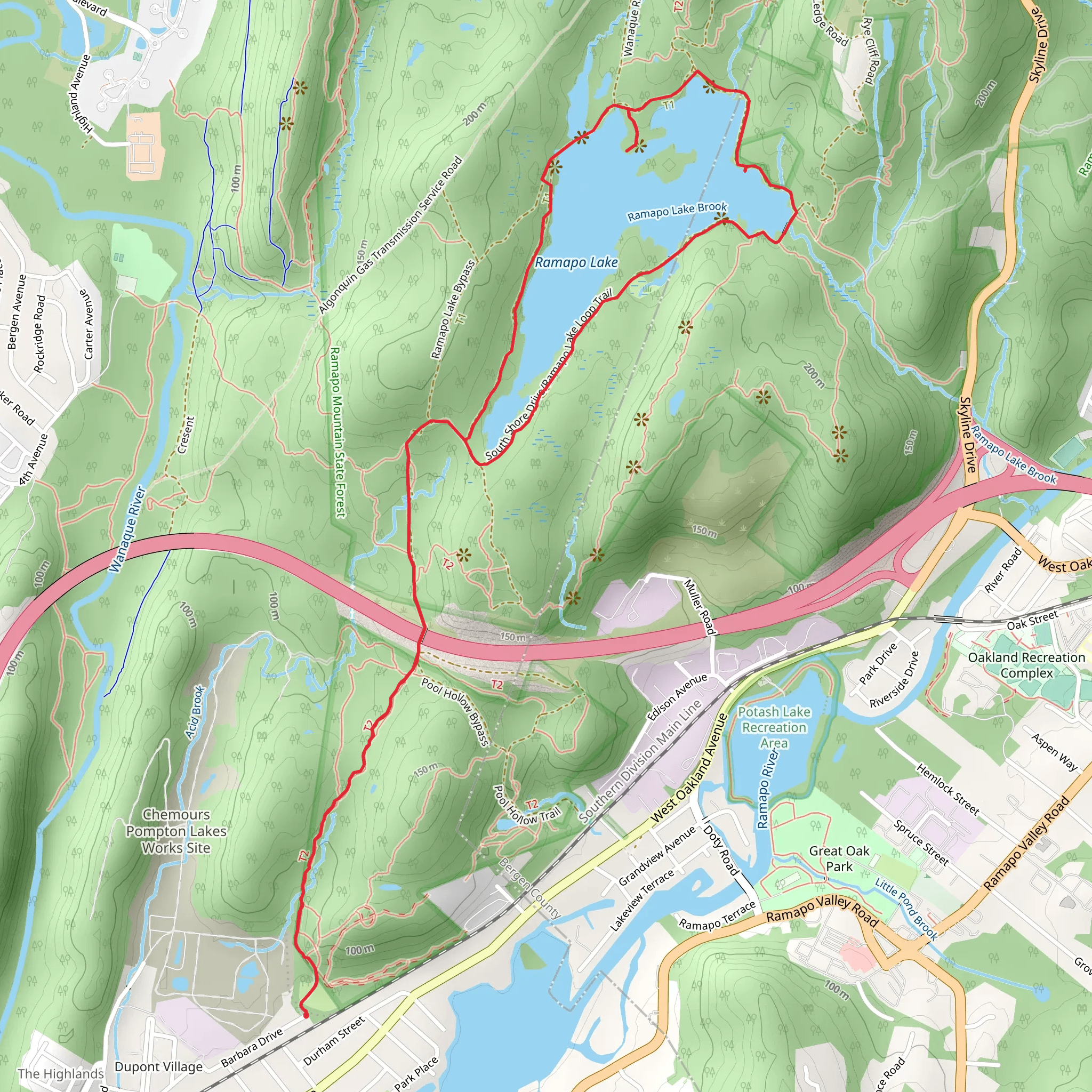Ramapo Lake Loop via Cannonball Trail mobile static map