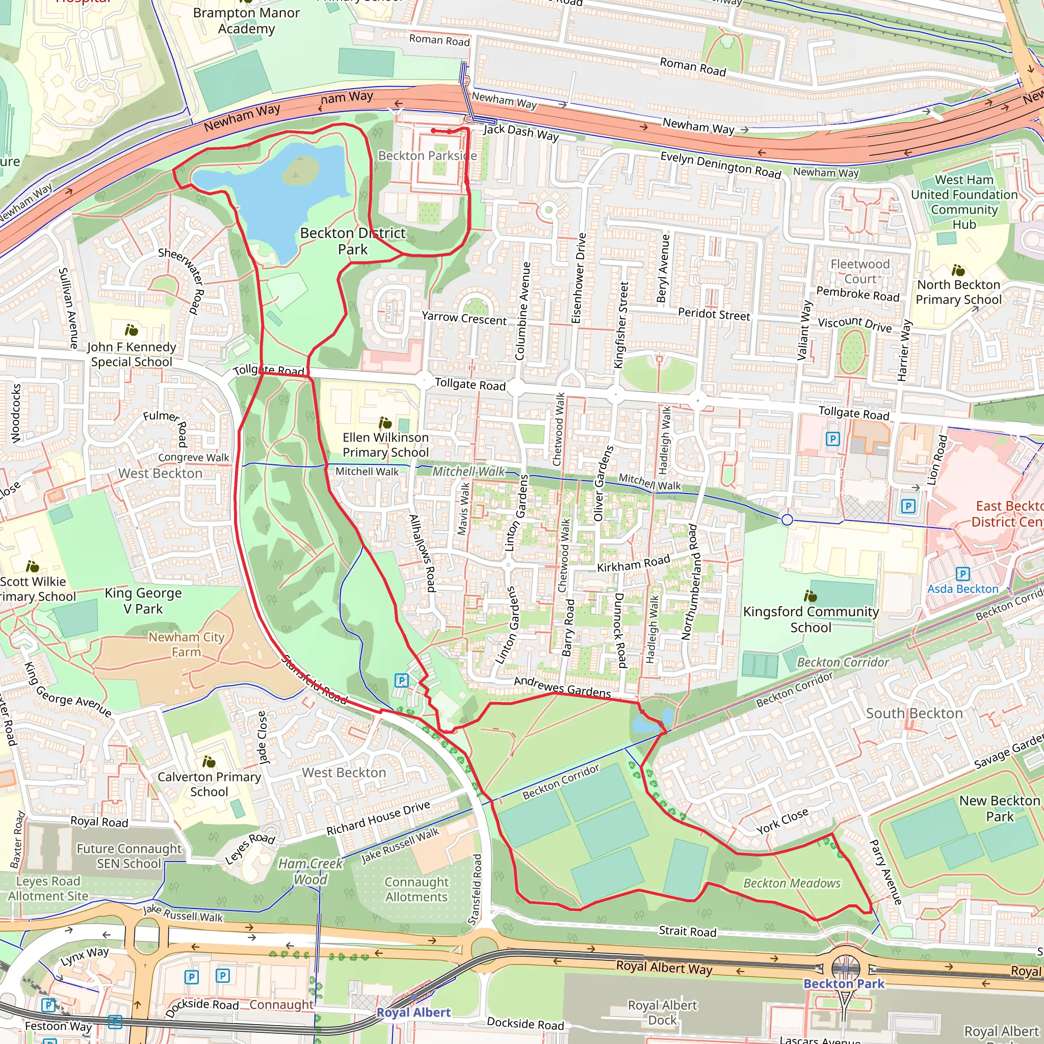 Beckton District Park Loop mobile static map