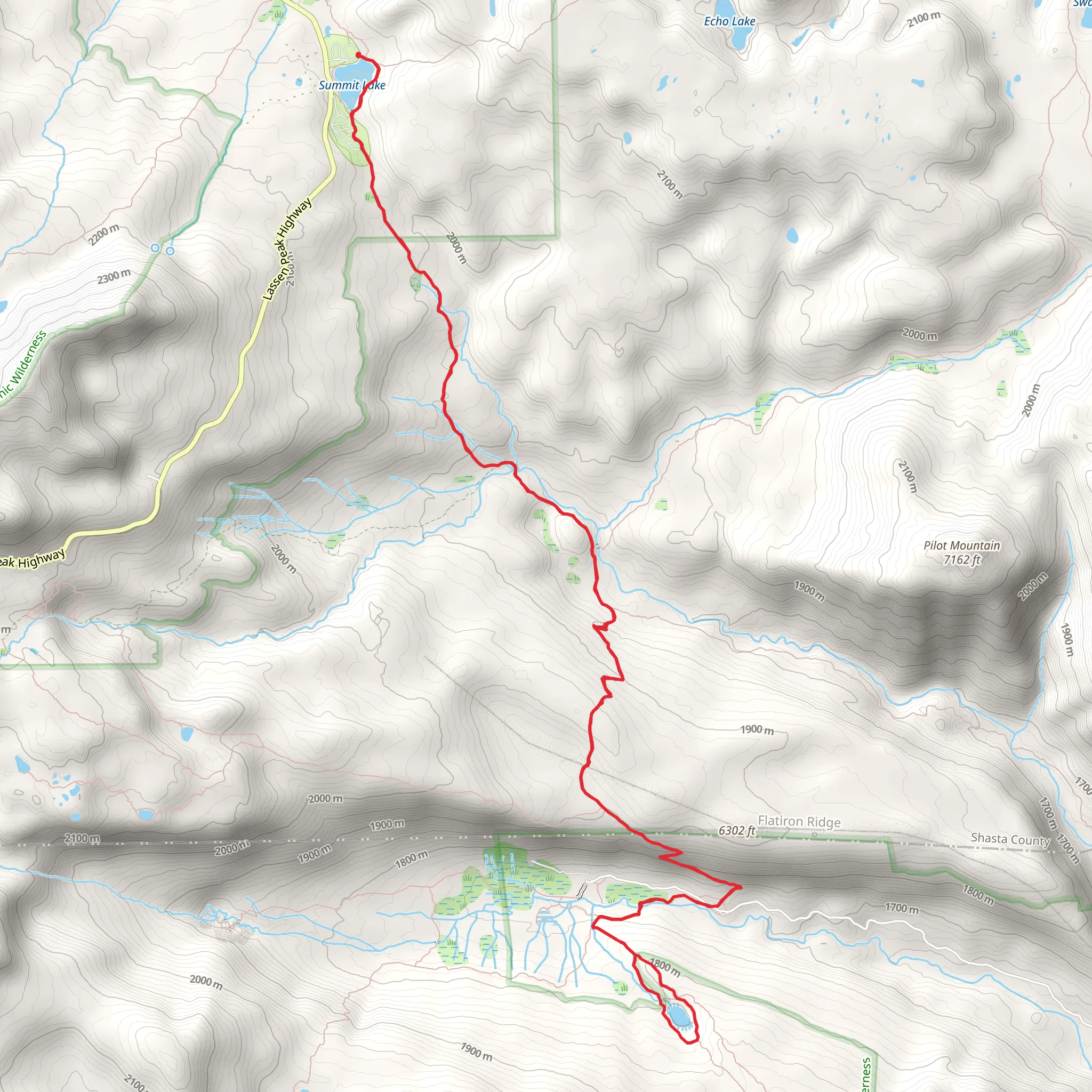 Boiling Springs Lake via PCT mobile static map