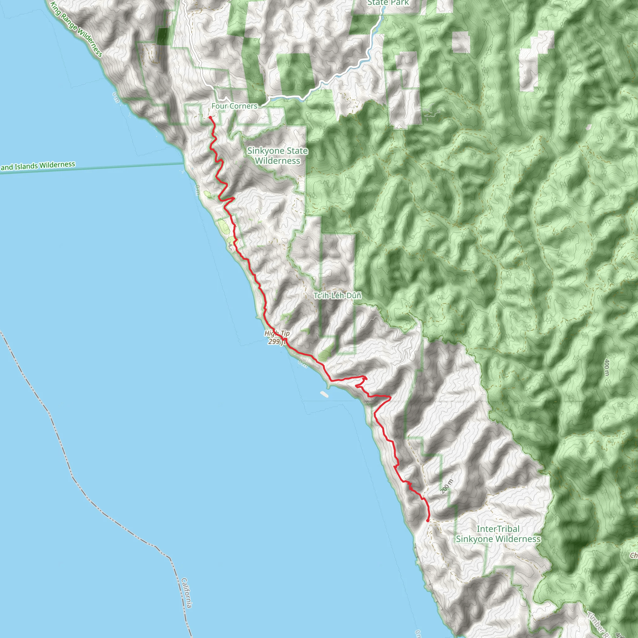 Lost Coast Trail from Four Corners mobile static map